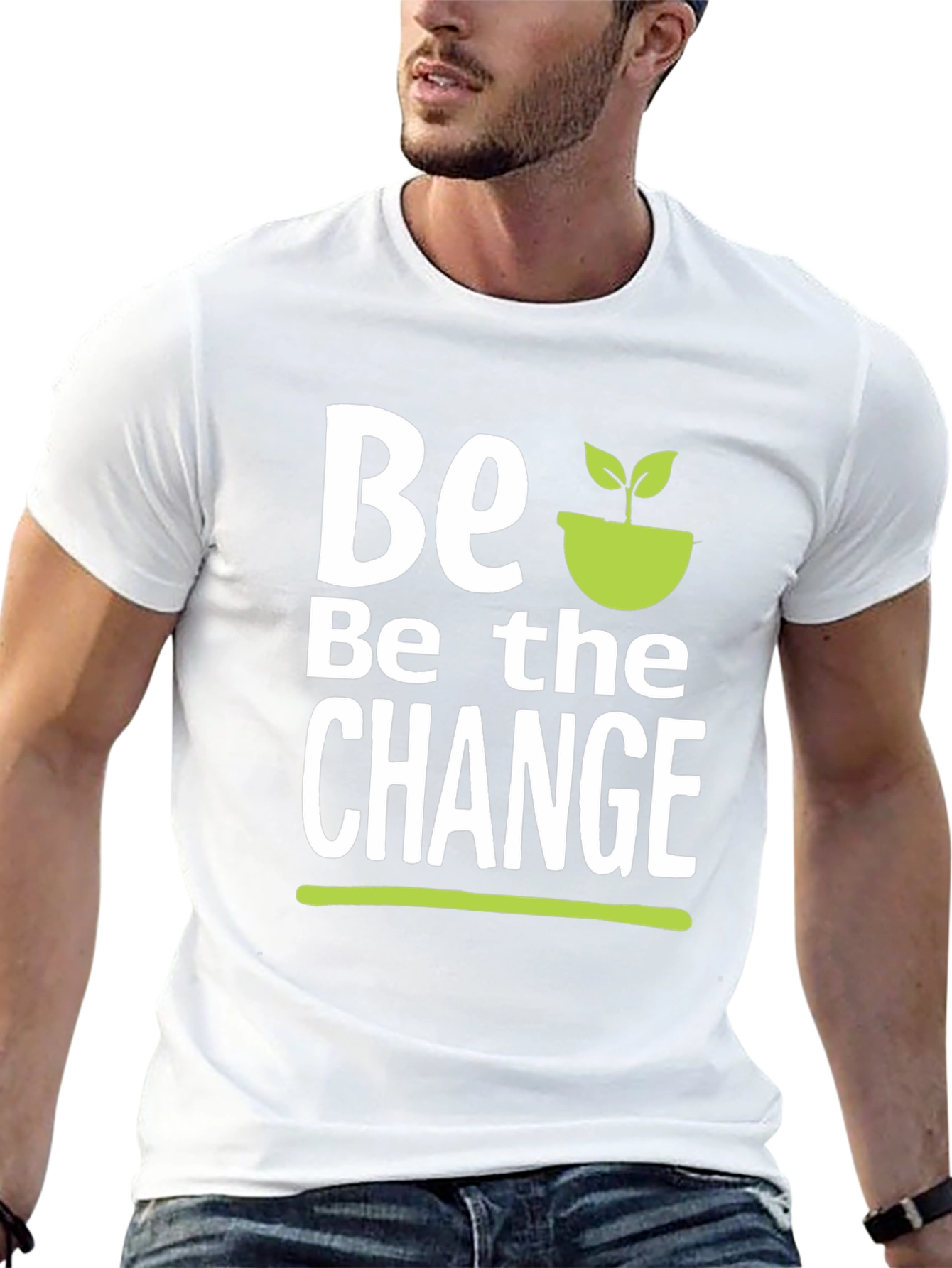 Be the Change T-Shirt - Black Cotton Graphic Tee