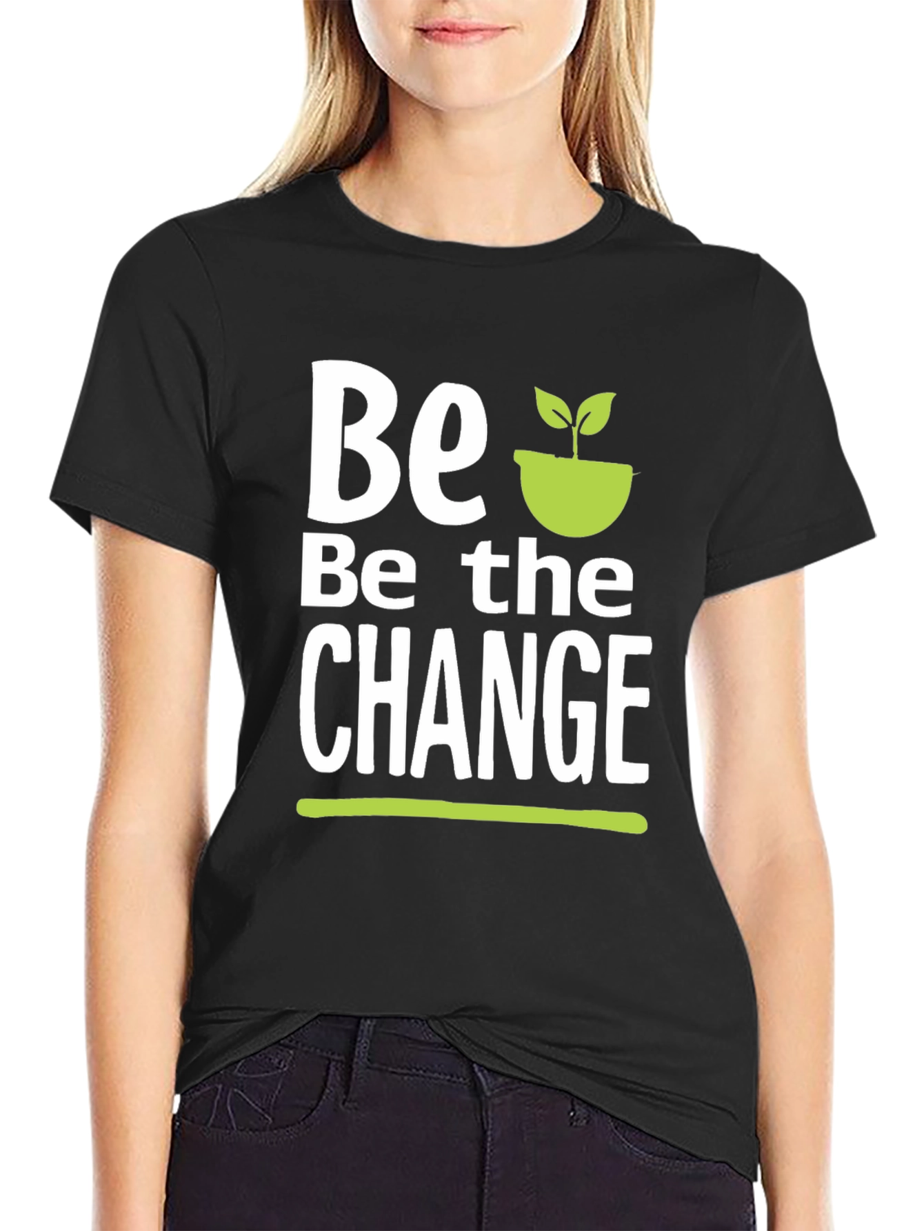 Be the Change T-Shirt - Black Cotton Graphic Tee