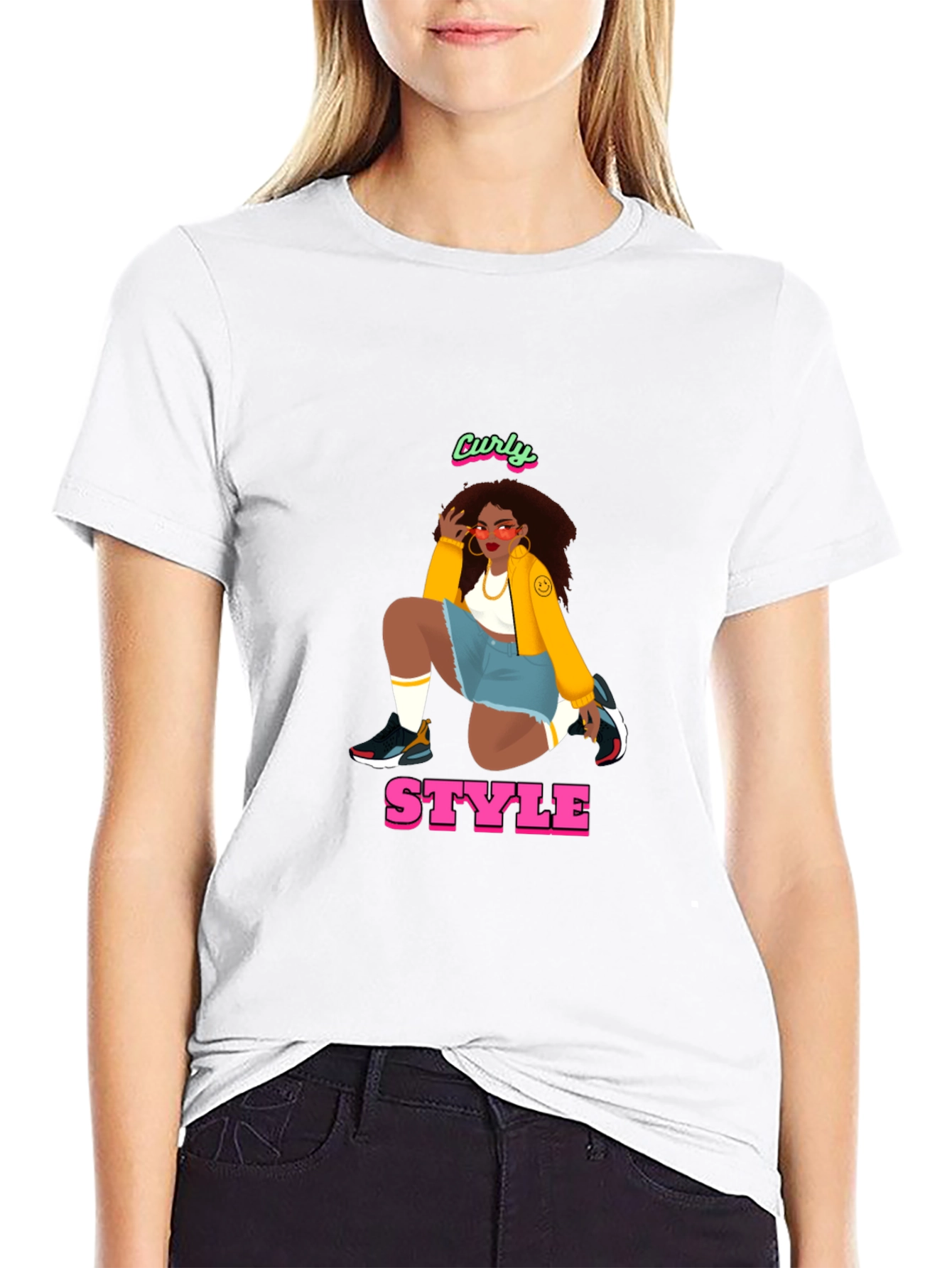 Curly Style Graphic Tee - Unisex Black T-Shirt
