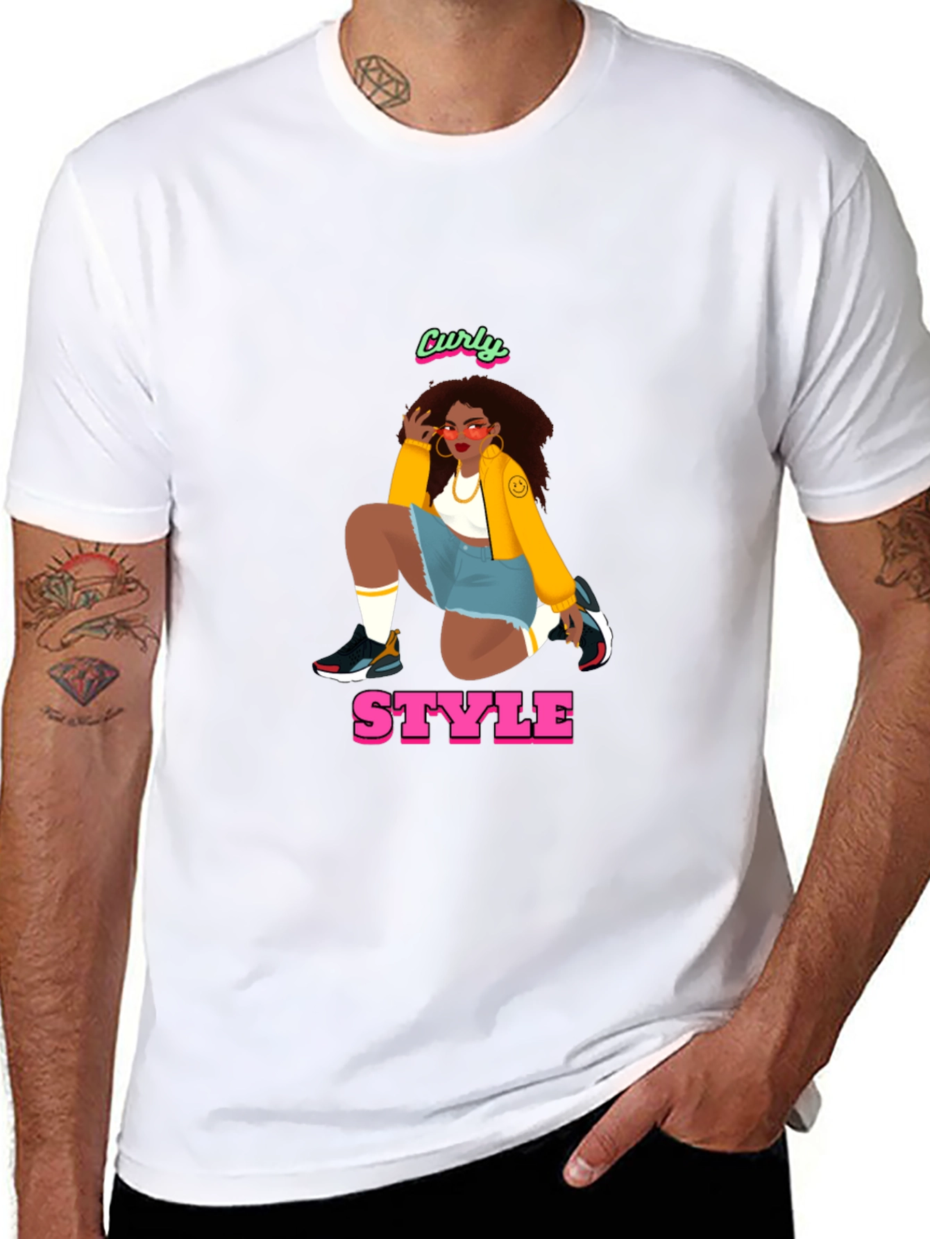 Curly Style Graphic Tee - Unisex Black T-Shirt