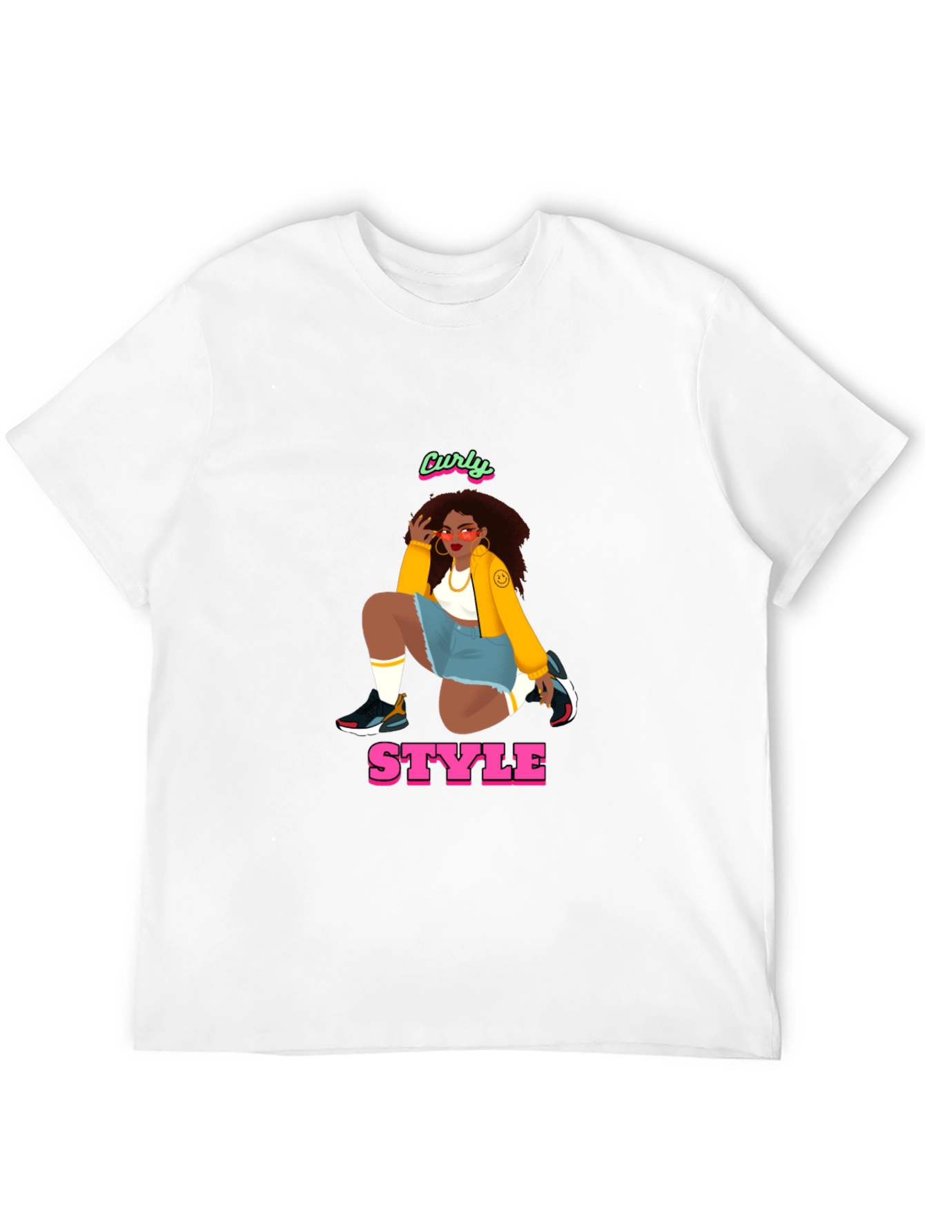 Curly Style Graphic Tee - Unisex Black T-Shirt