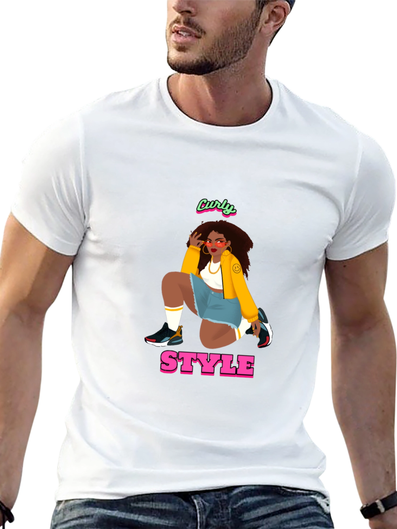 Curly Style Graphic Tee - Unisex Black T-Shirt