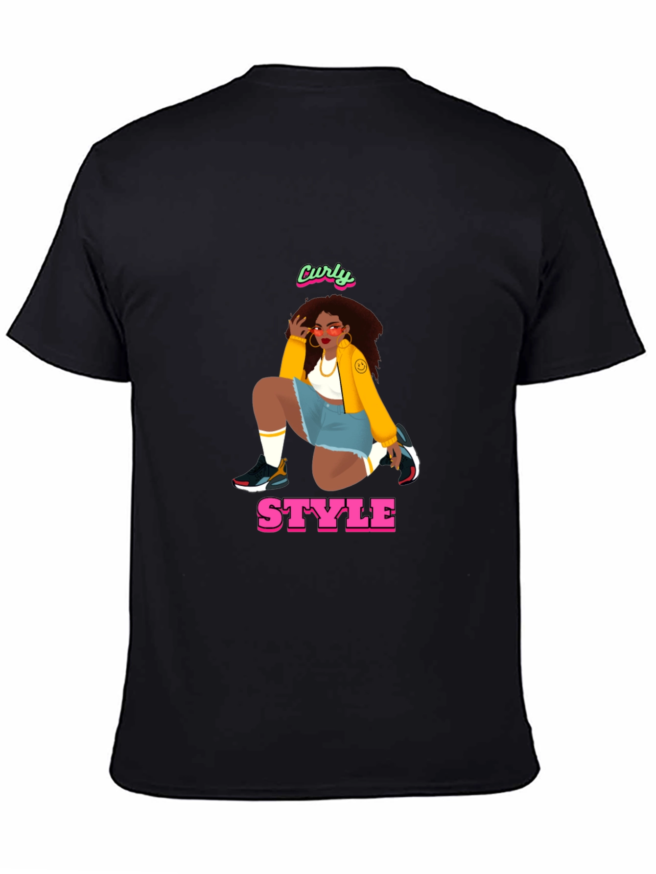 Curly Style Graphic Tee - Unisex Black T-Shirt
