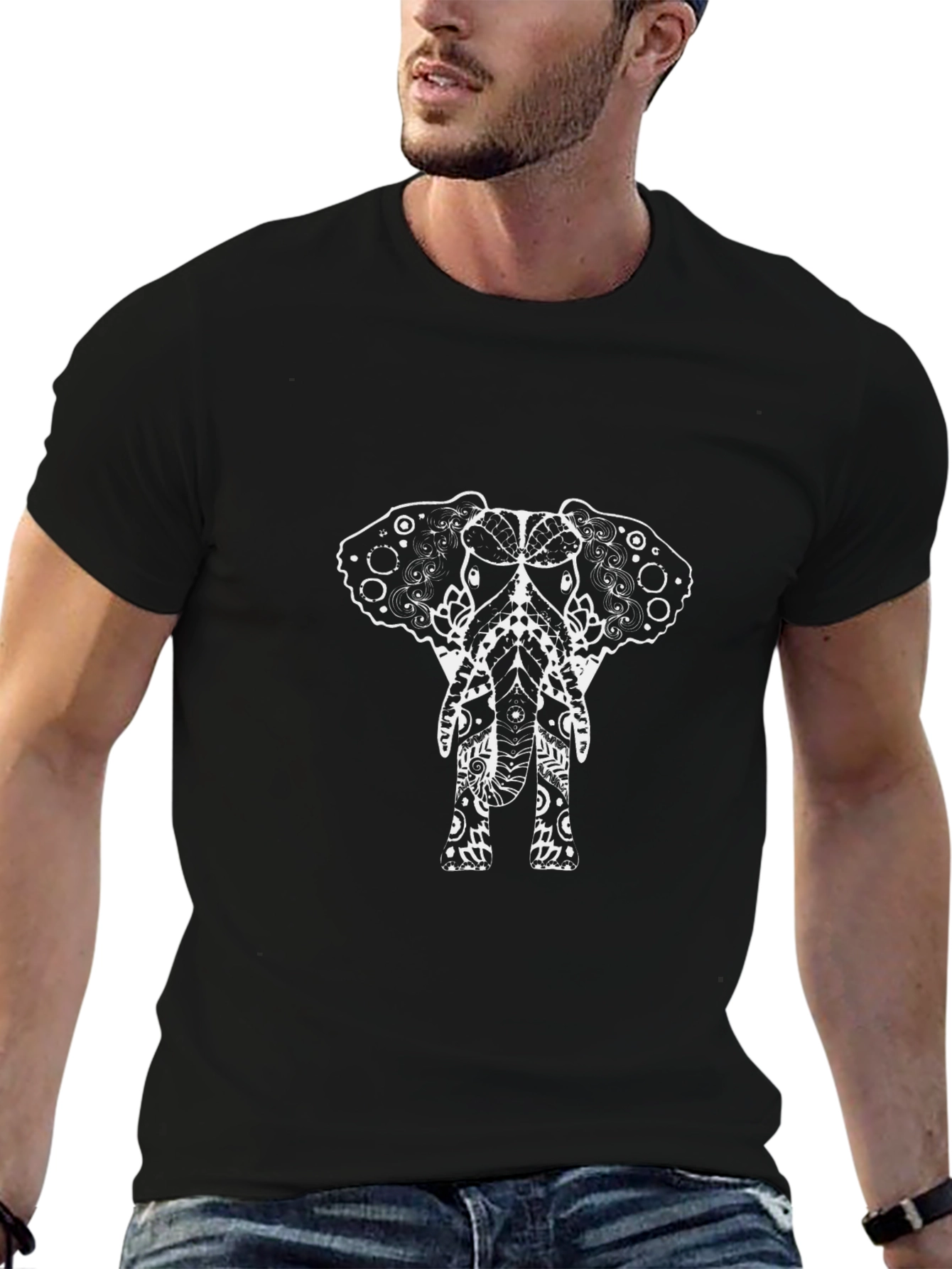 Elephant Mandala T-Shirt - Black
