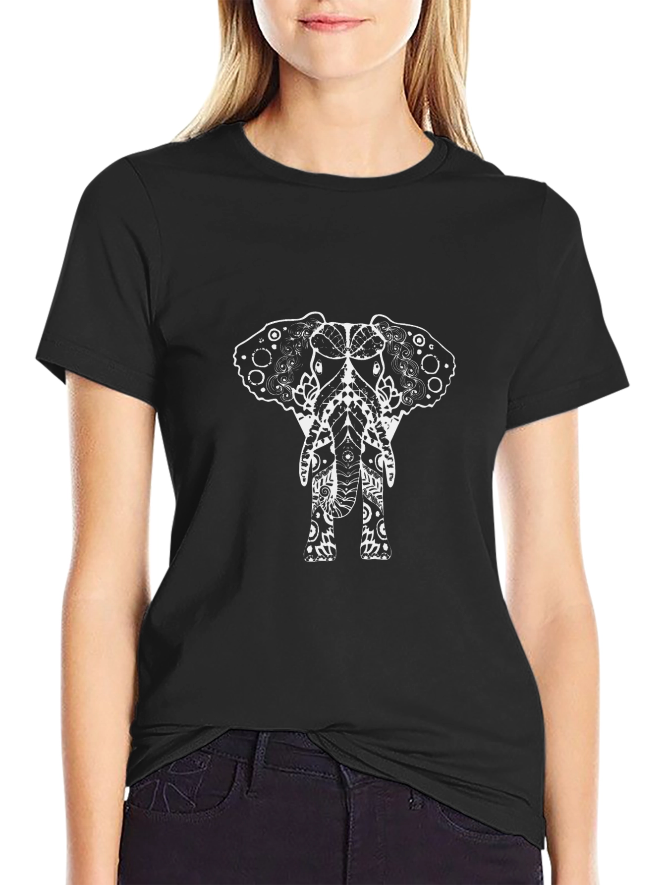 Elephant Mandala T-Shirt - Black