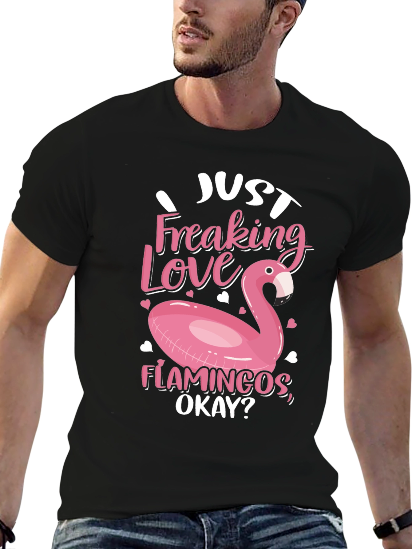 Just Freaking Love Flamingos Black T-Shirt