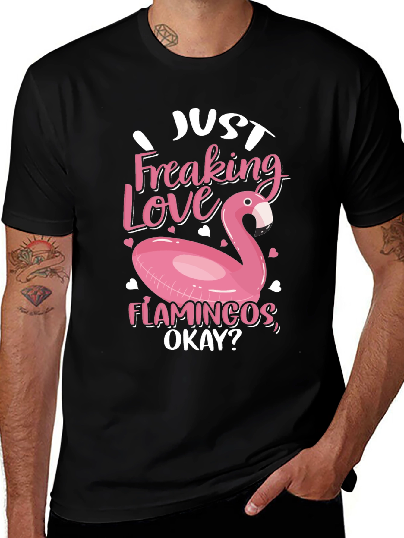 Just Freaking Love Flamingos Black T-Shirt