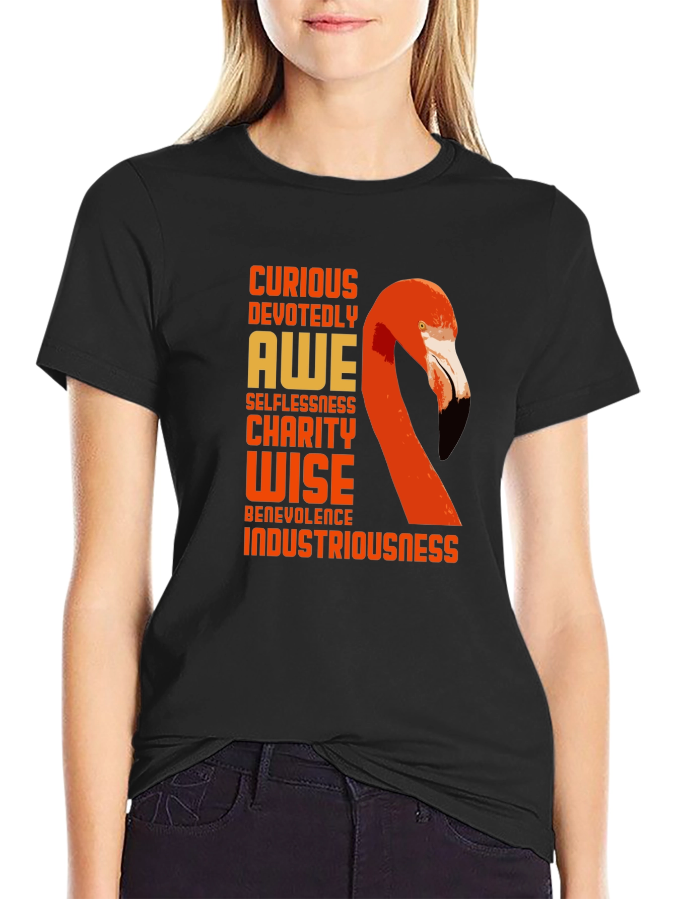 Flamingo Word Art Graphic T-Shirt
