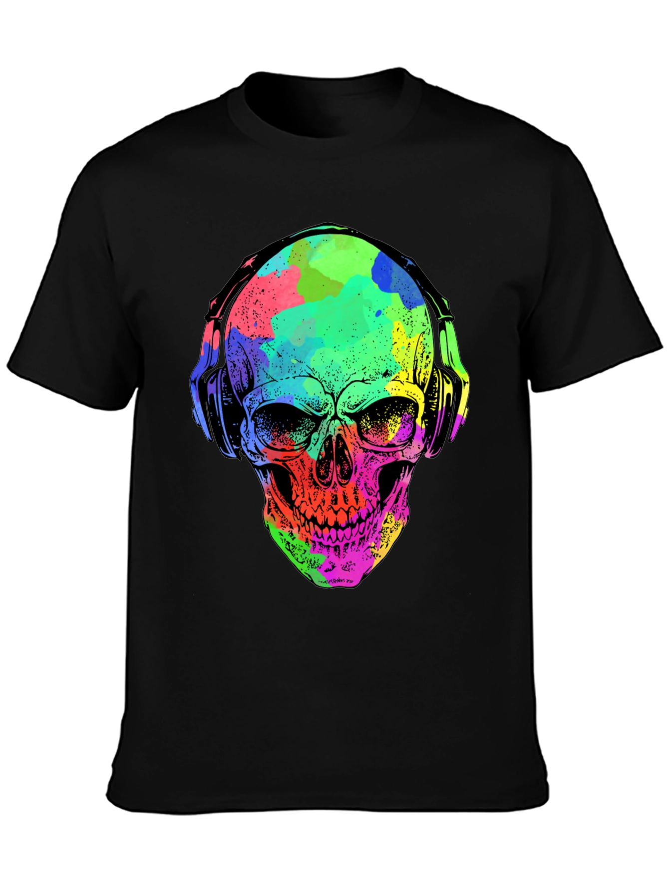 Vibrant Skull Graphic Tee - Music Lovers Style