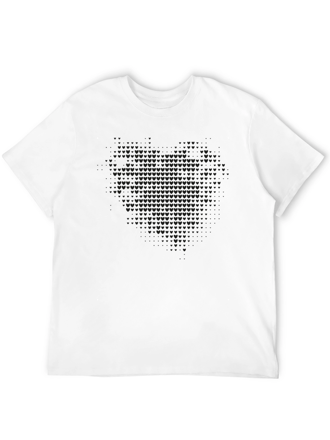 Mens Black Heart Pattern Crew Neck Tee
