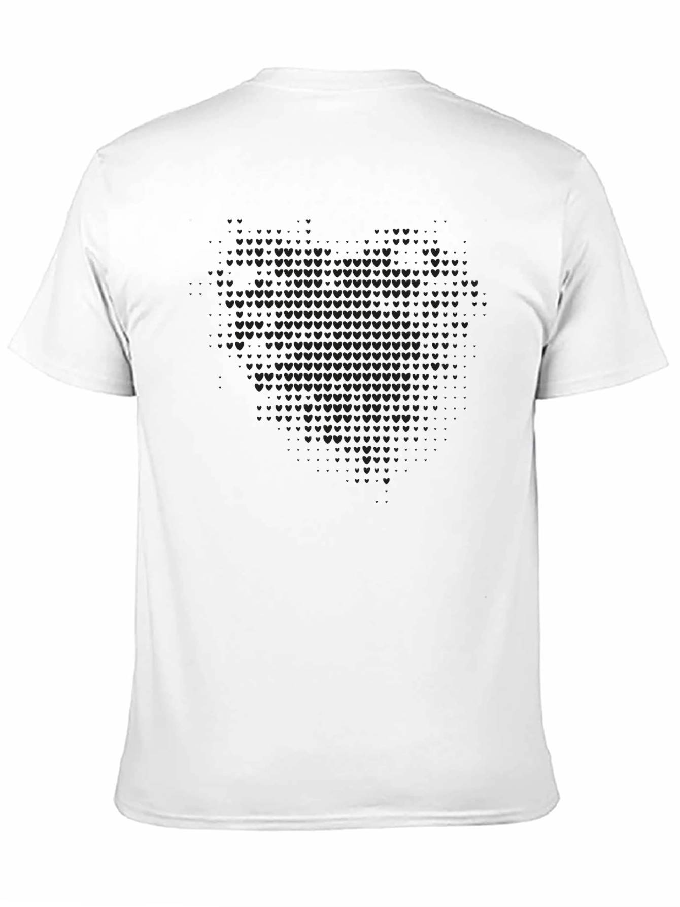 Mens Black Heart Pattern Crew Neck Tee