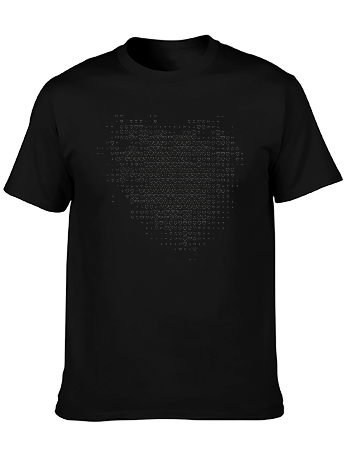 Mens Black Heart Pattern Crew Neck Tee