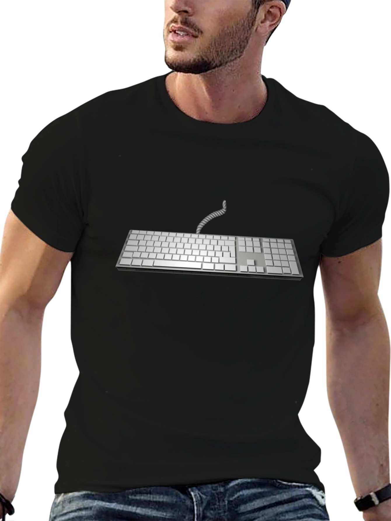 Retro Keyboard Graphic T-Shirt - Black