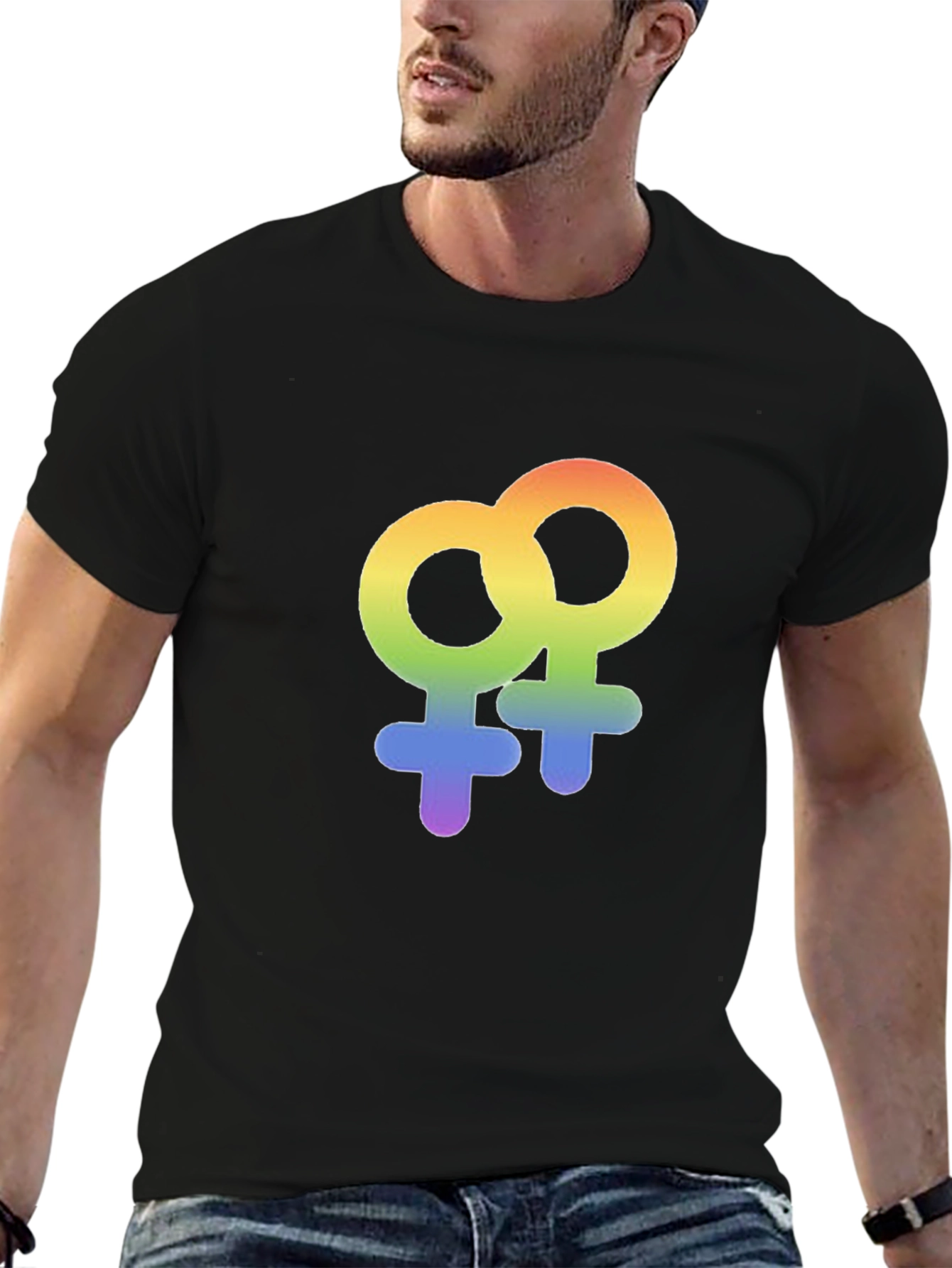 Rainbow LGBT Venus Symbol Graphic T-Shirt