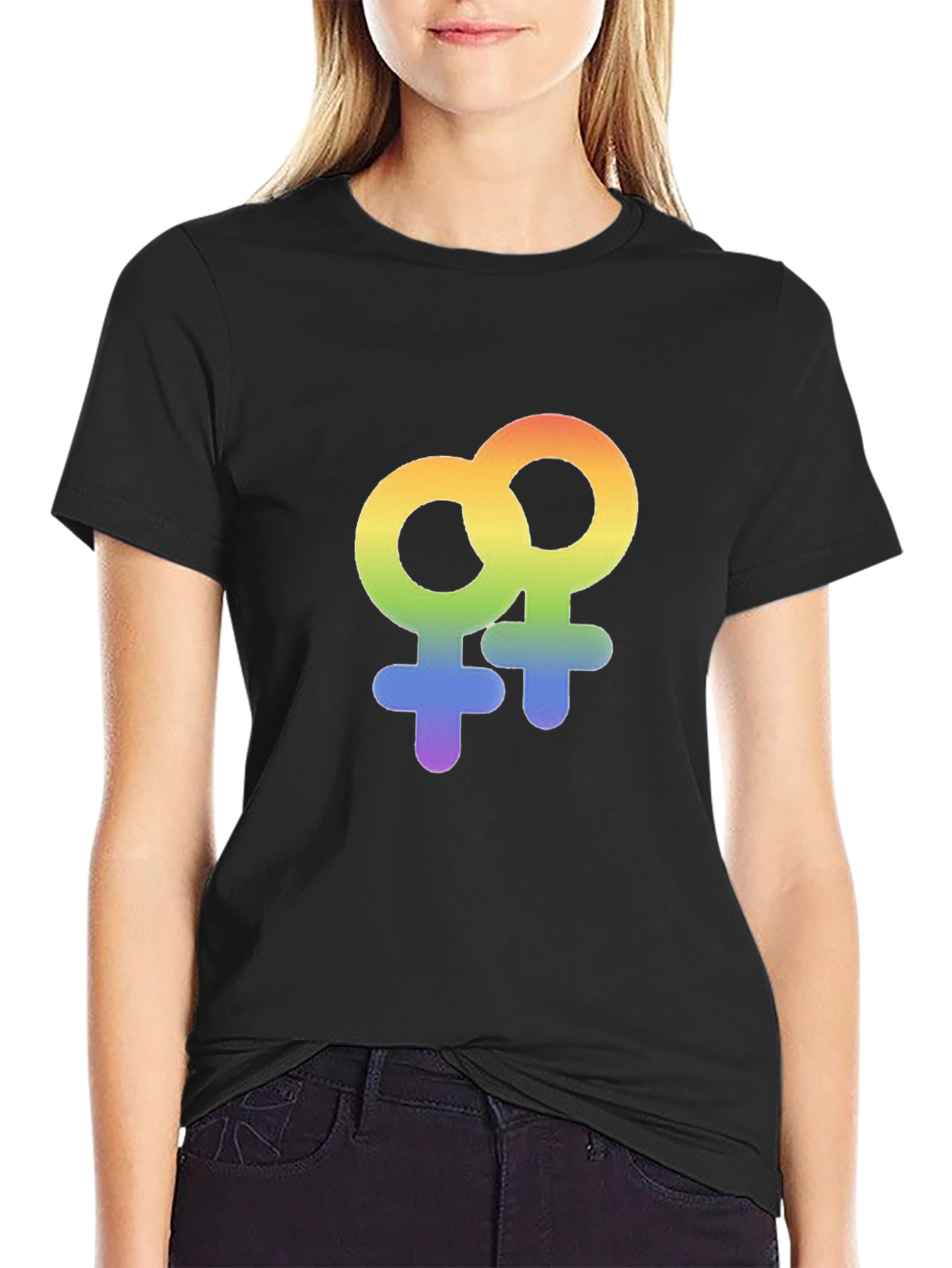 Rainbow LGBT Venus Symbol Graphic T-Shirt