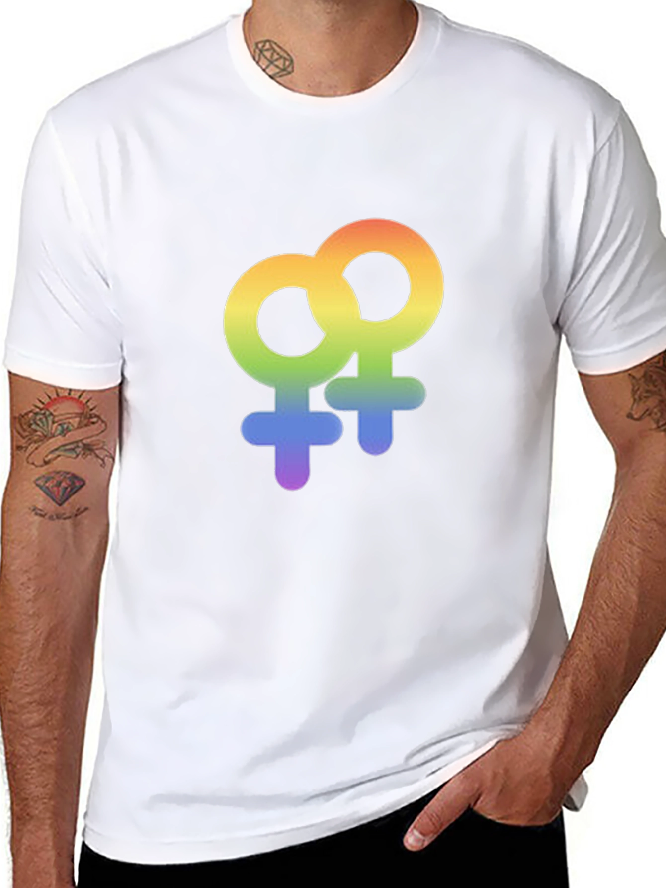 Rainbow LGBT Venus Symbol Graphic T-Shirt