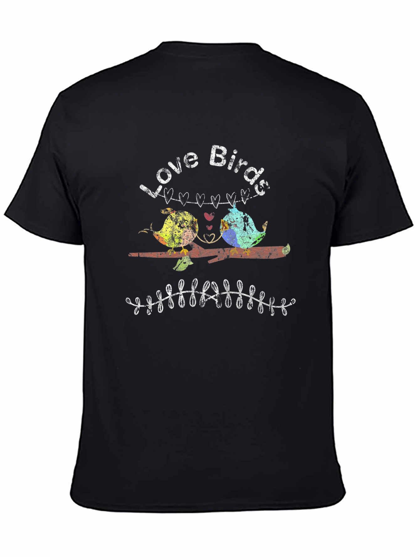 Love Birds Graphic Tee - Black Cotton T-Shirt