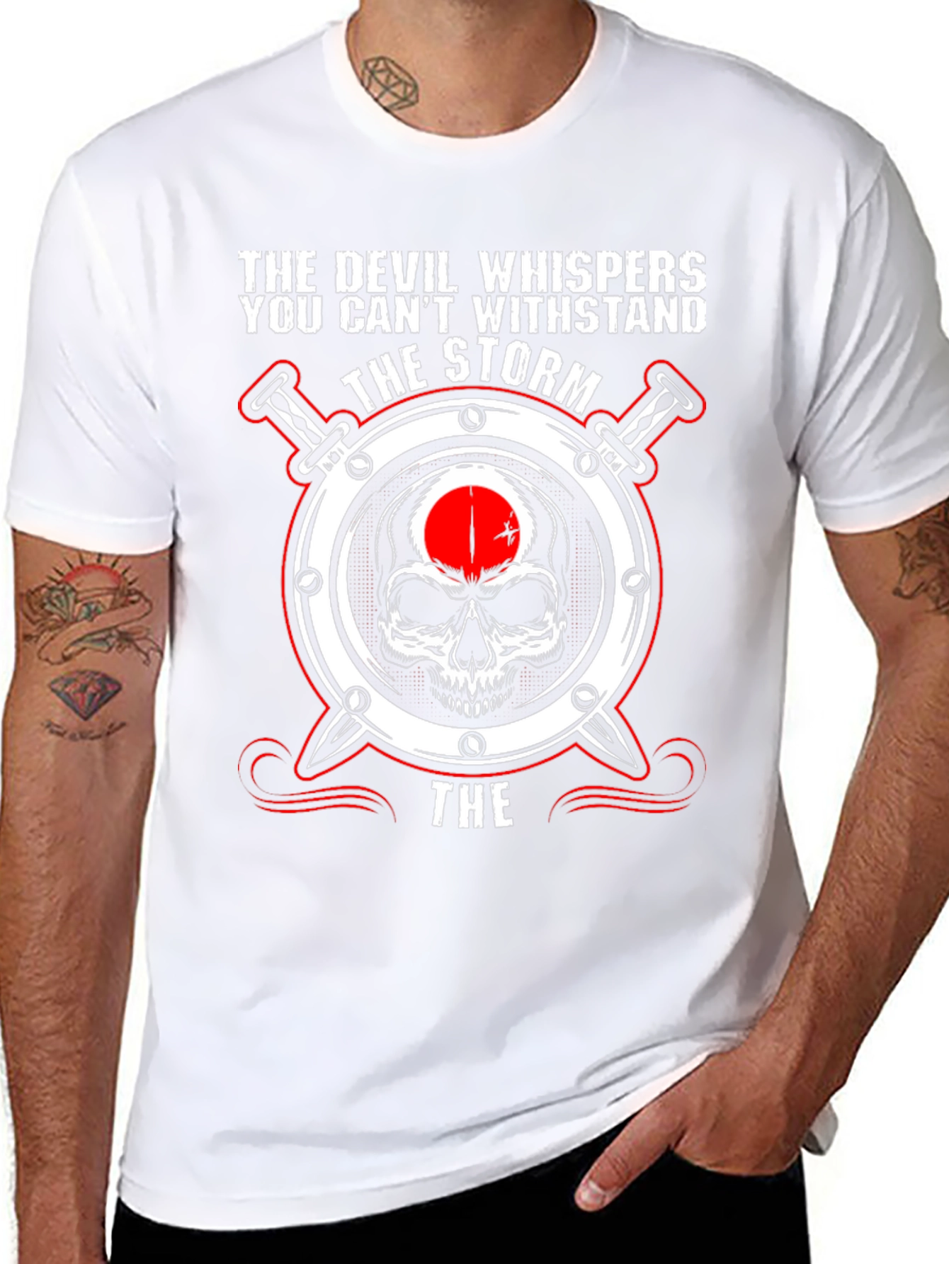 The Devil Whispers Storm Skull T-Shirt