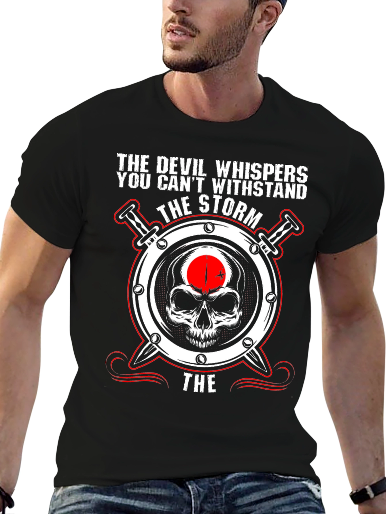 The Devil Whispers Storm Skull T-Shirt