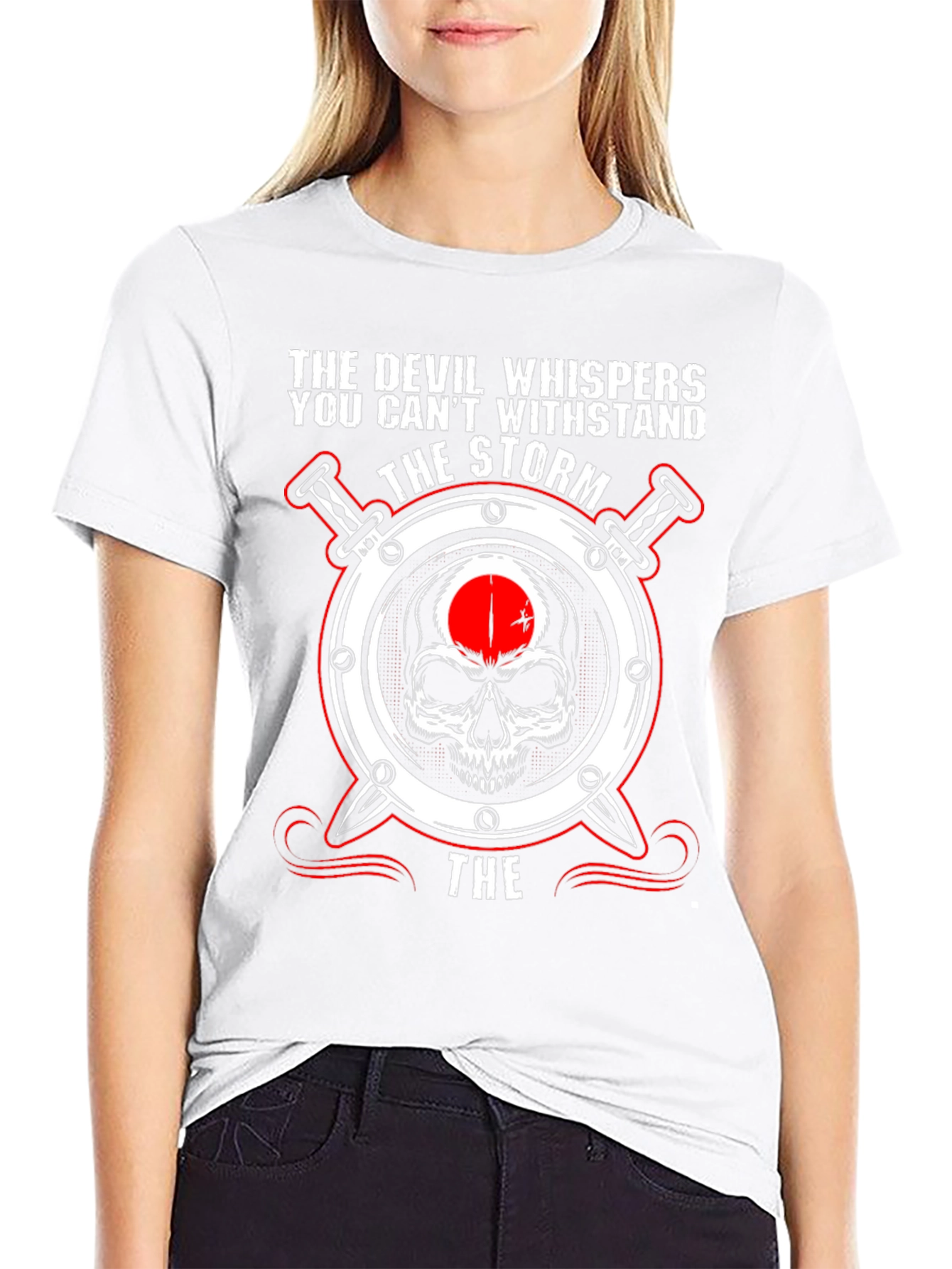 The Devil Whispers Storm Skull T-Shirt