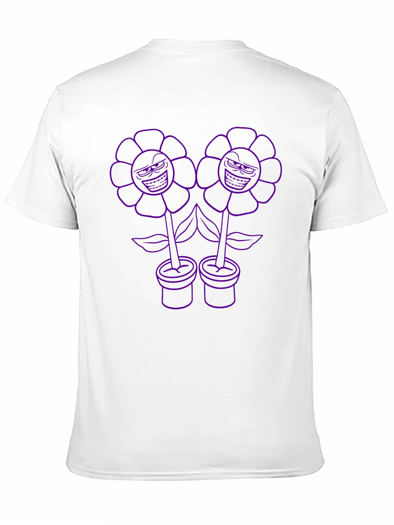 Mens Black T-Shirt with Cartoon Flower Print