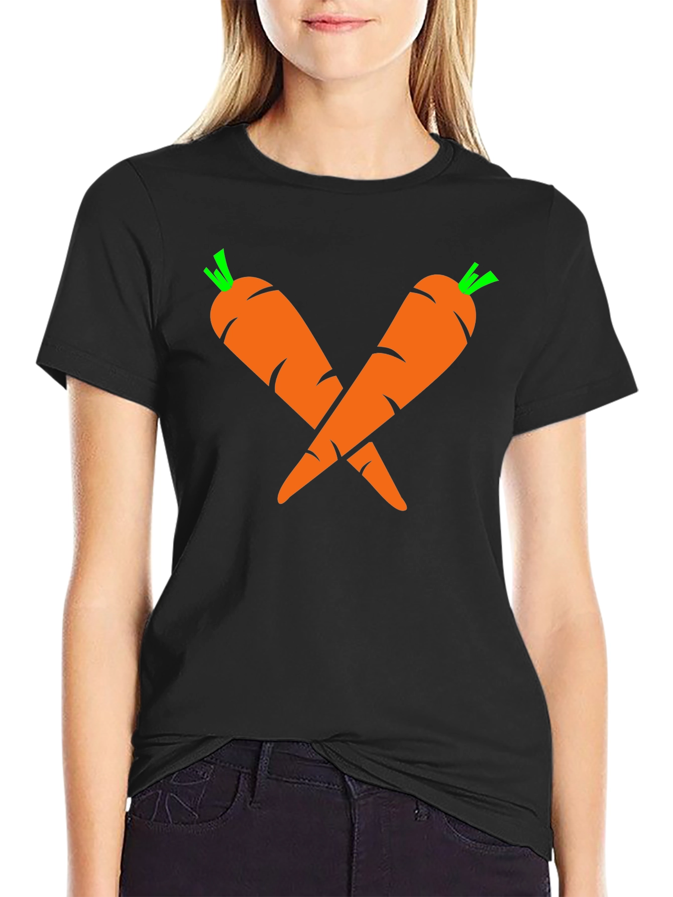 Crossed Carrots Graphic Tee - Black Cotton T-Shirt