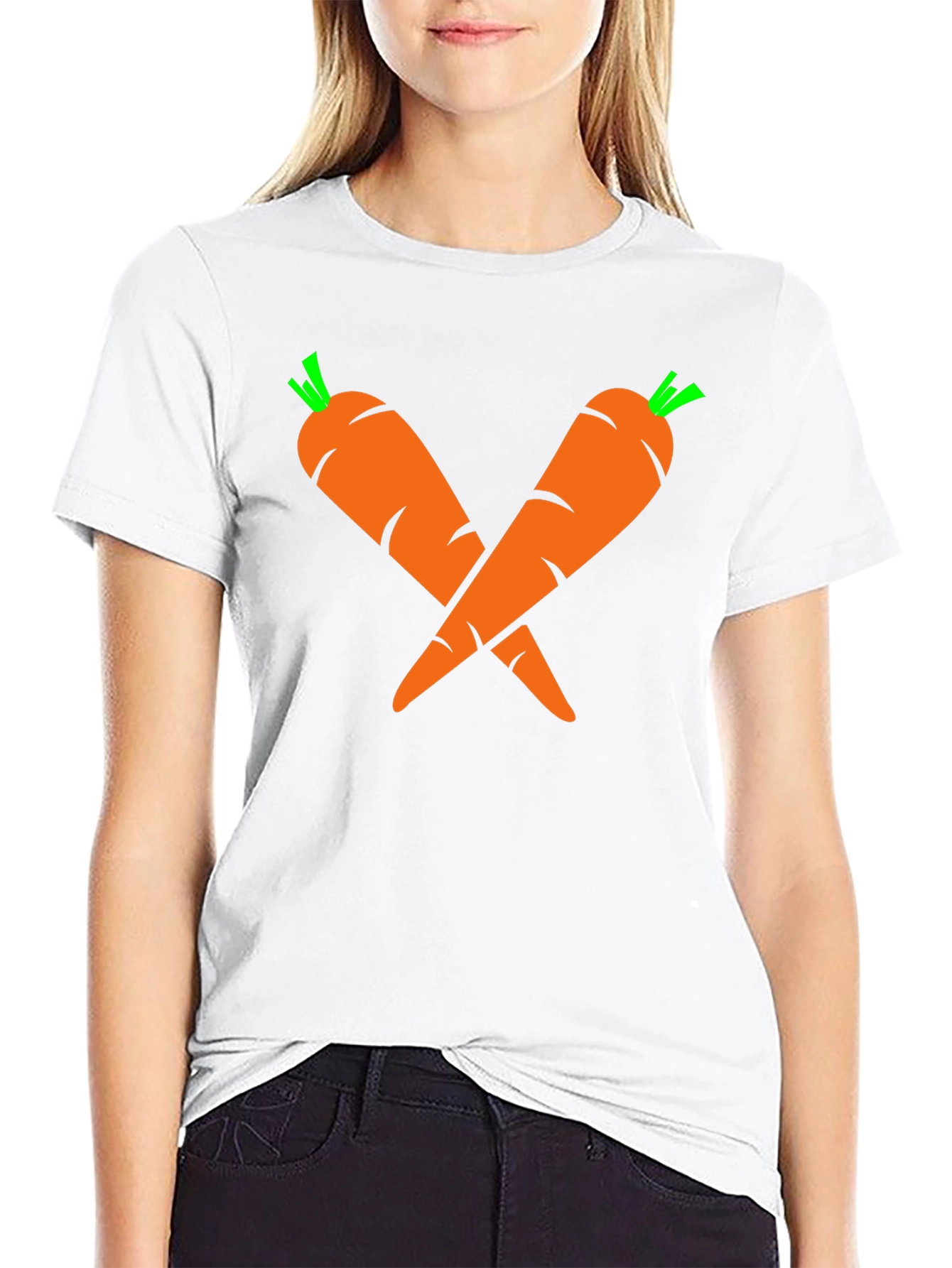 Crossed Carrots Graphic Tee - Black Cotton T-Shirt