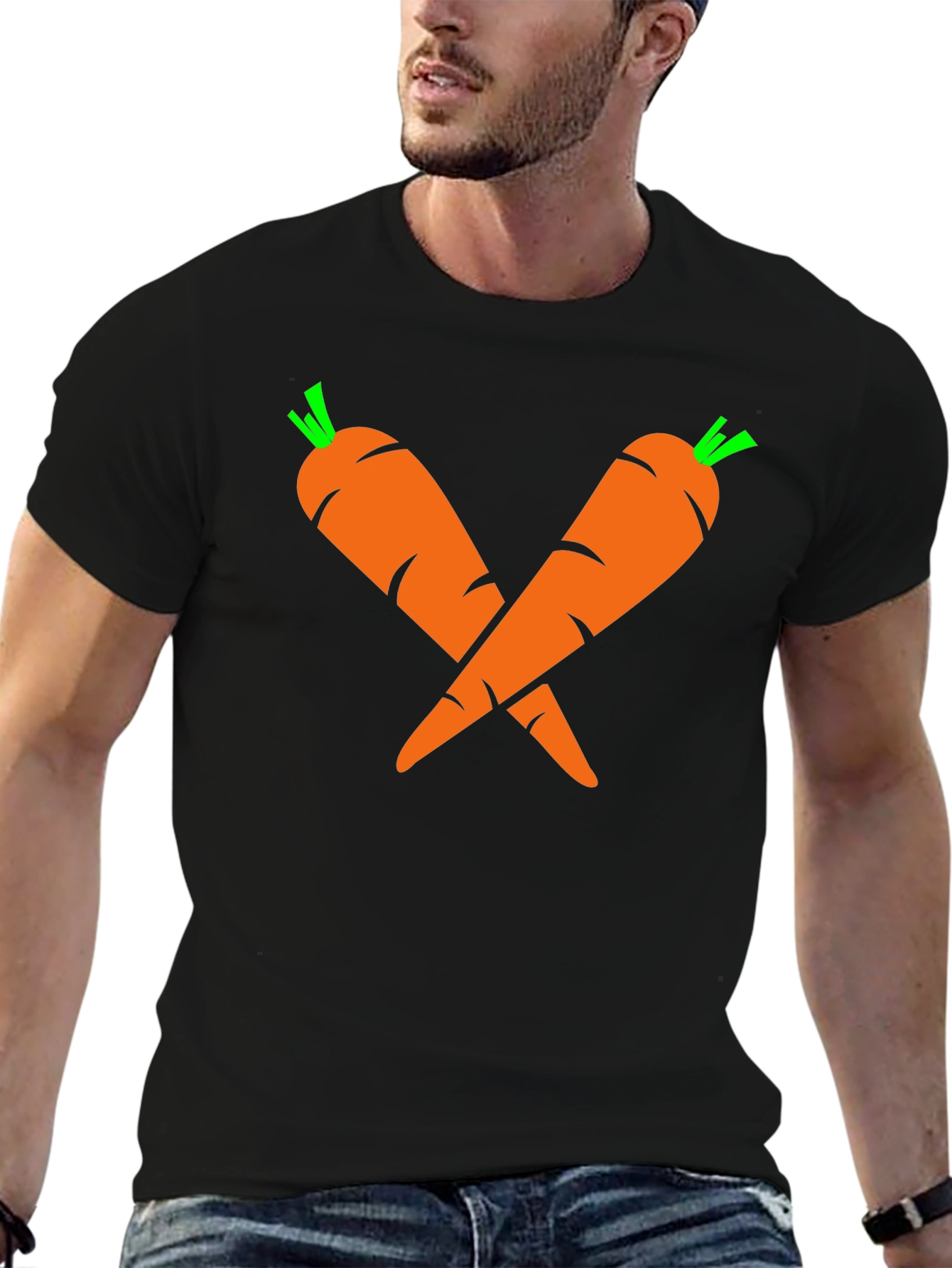 Crossed Carrots Graphic Tee - Black Cotton T-Shirt