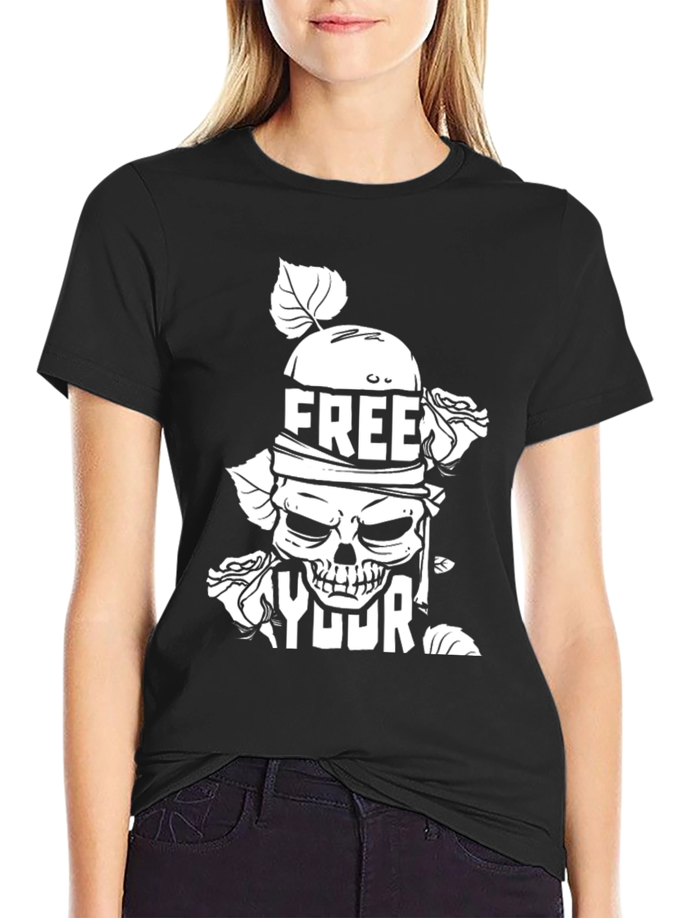 Free Your Mind Graphic Tee - Skull & Roses