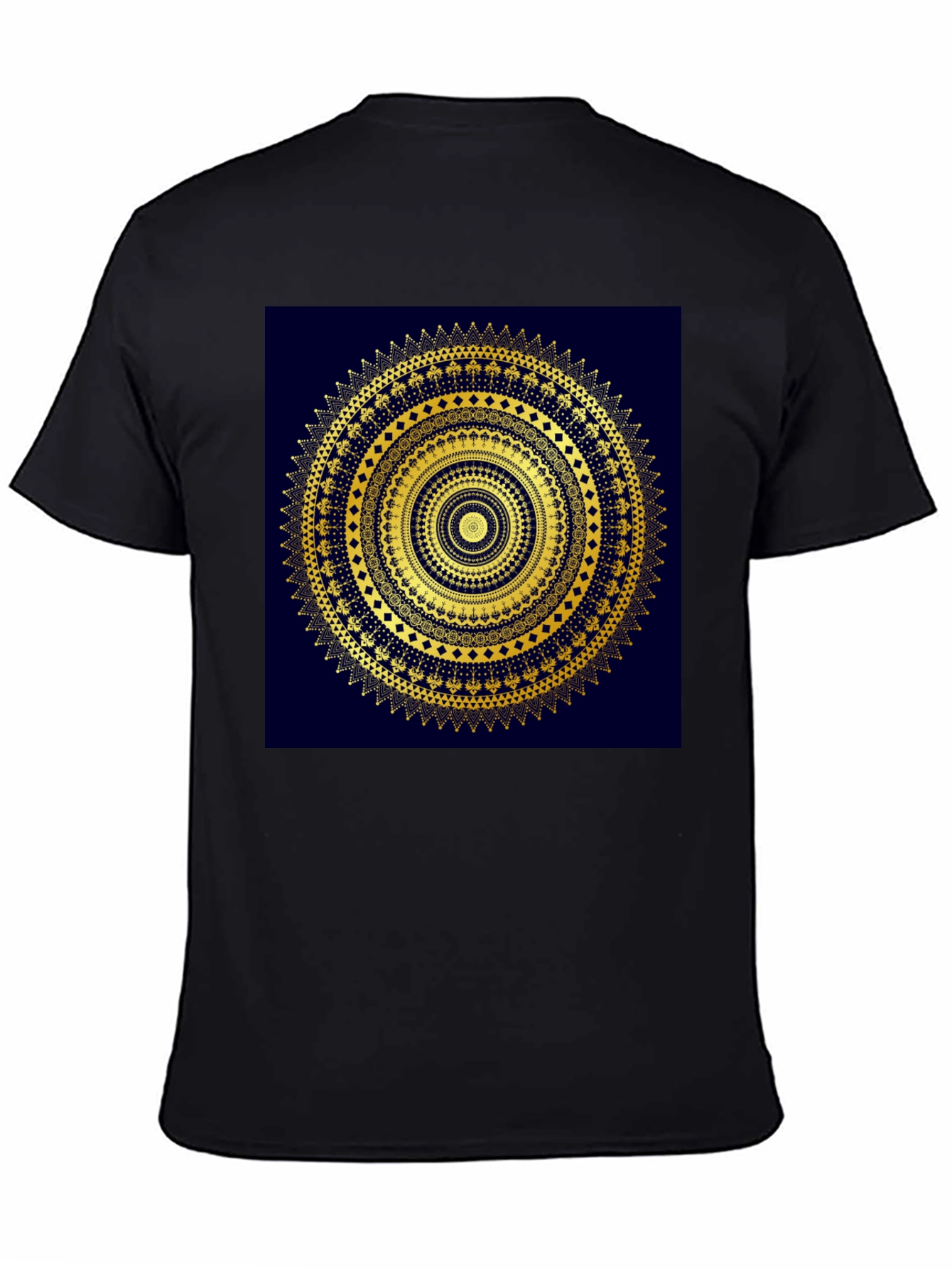 Gold Mandala Design Black T-Shirt