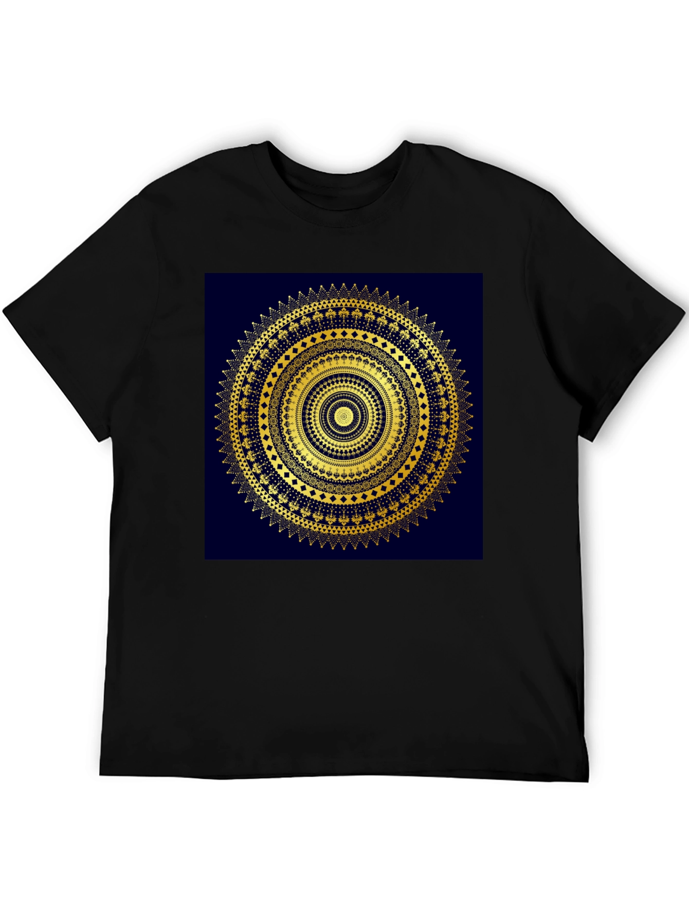 Gold Mandala Design Black T-Shirt