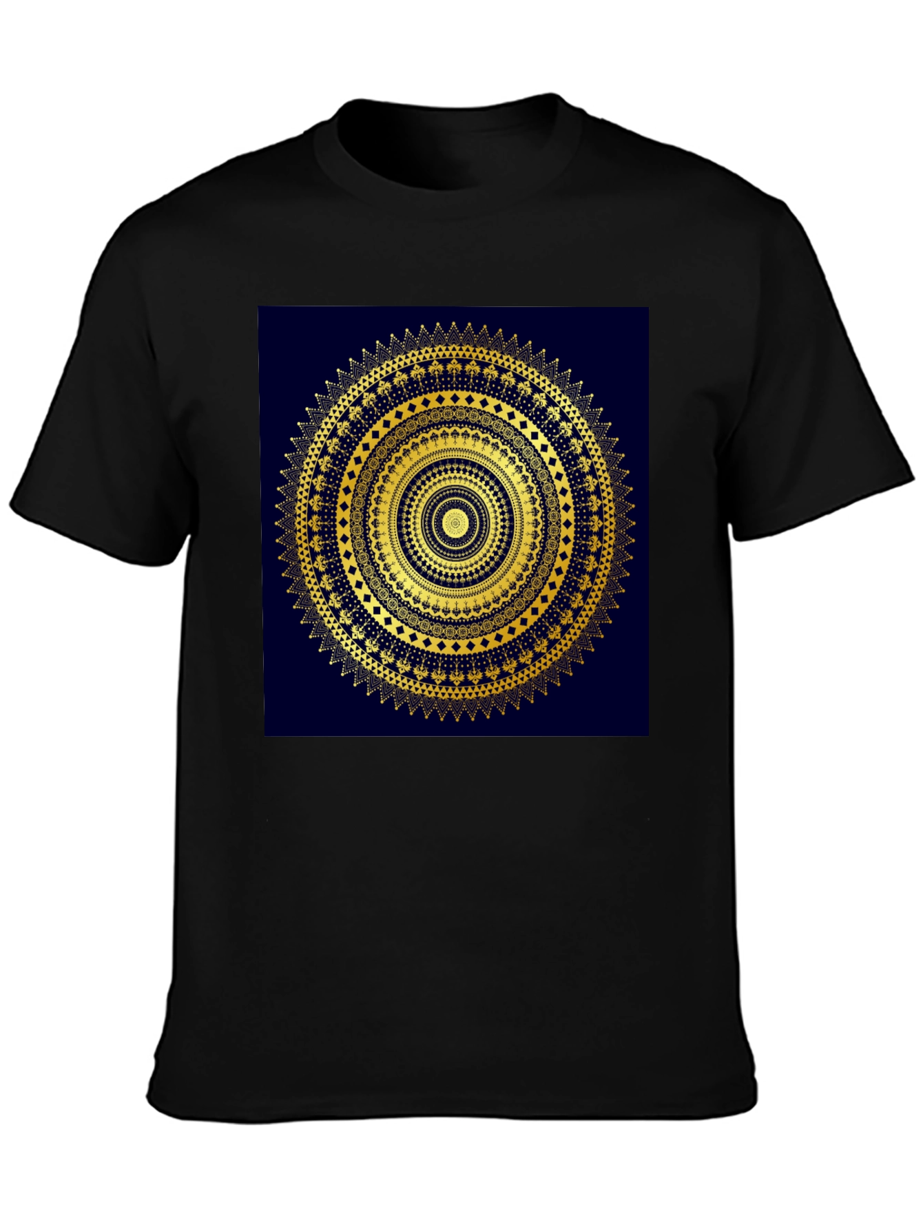Gold Mandala Design Black T-Shirt