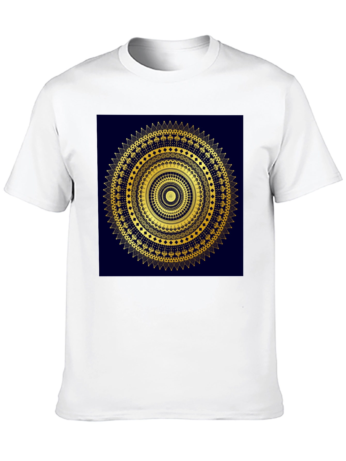 Gold Mandala Design Black T-Shirt