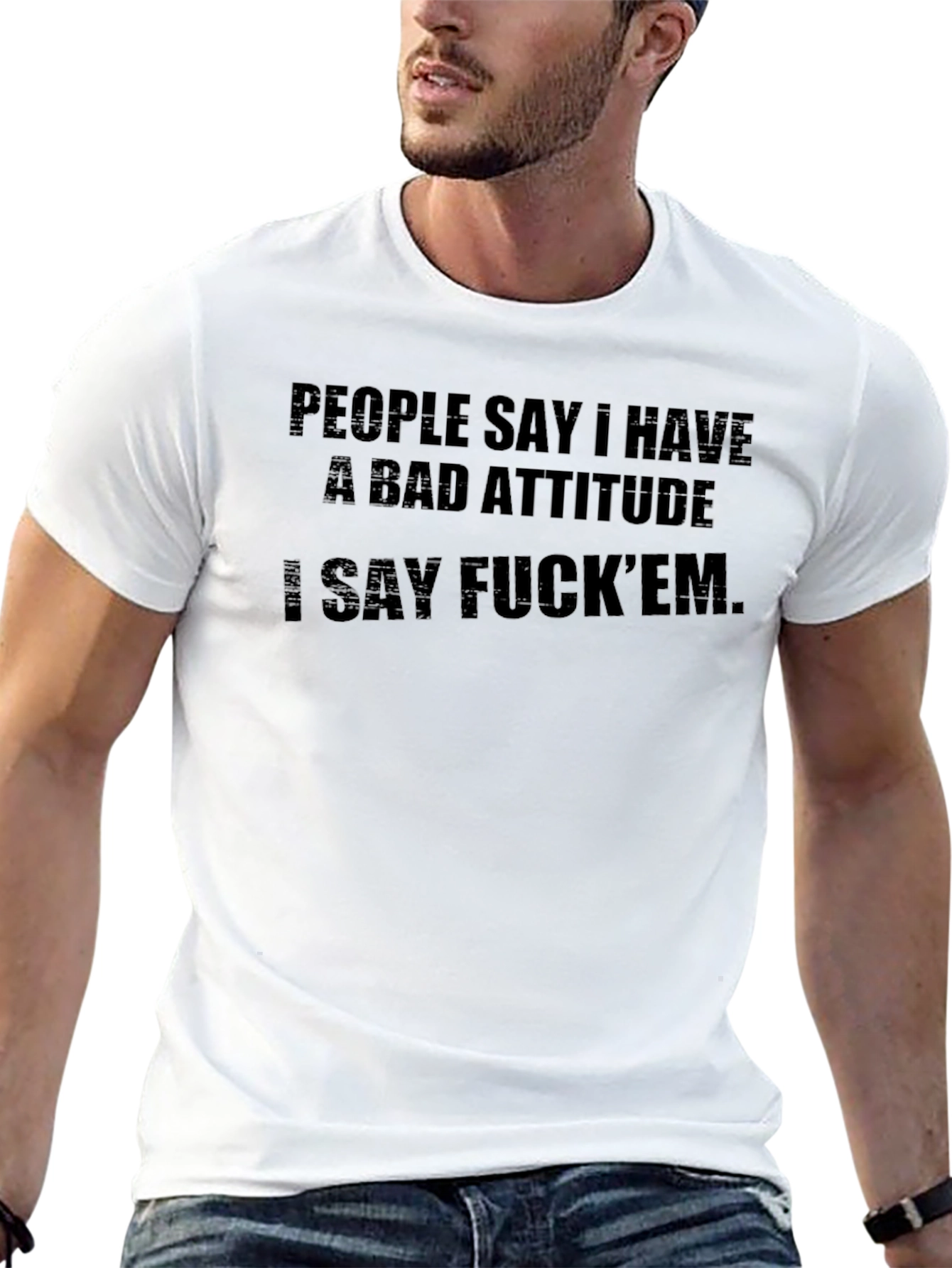 Attitude Graphic Tee - Black Crew Neck T-Shirt