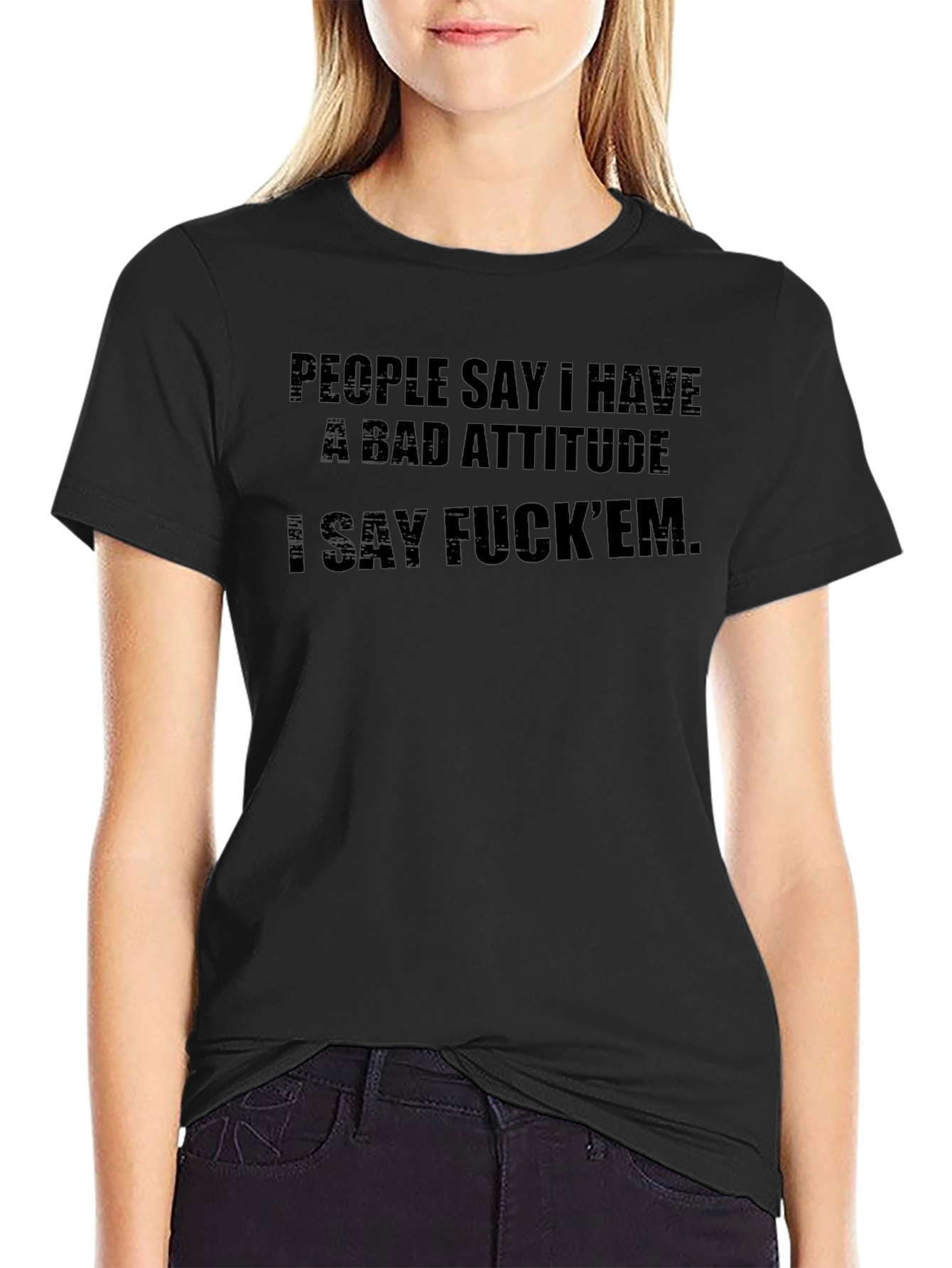 Attitude Graphic Tee - Black Crew Neck T-Shirt