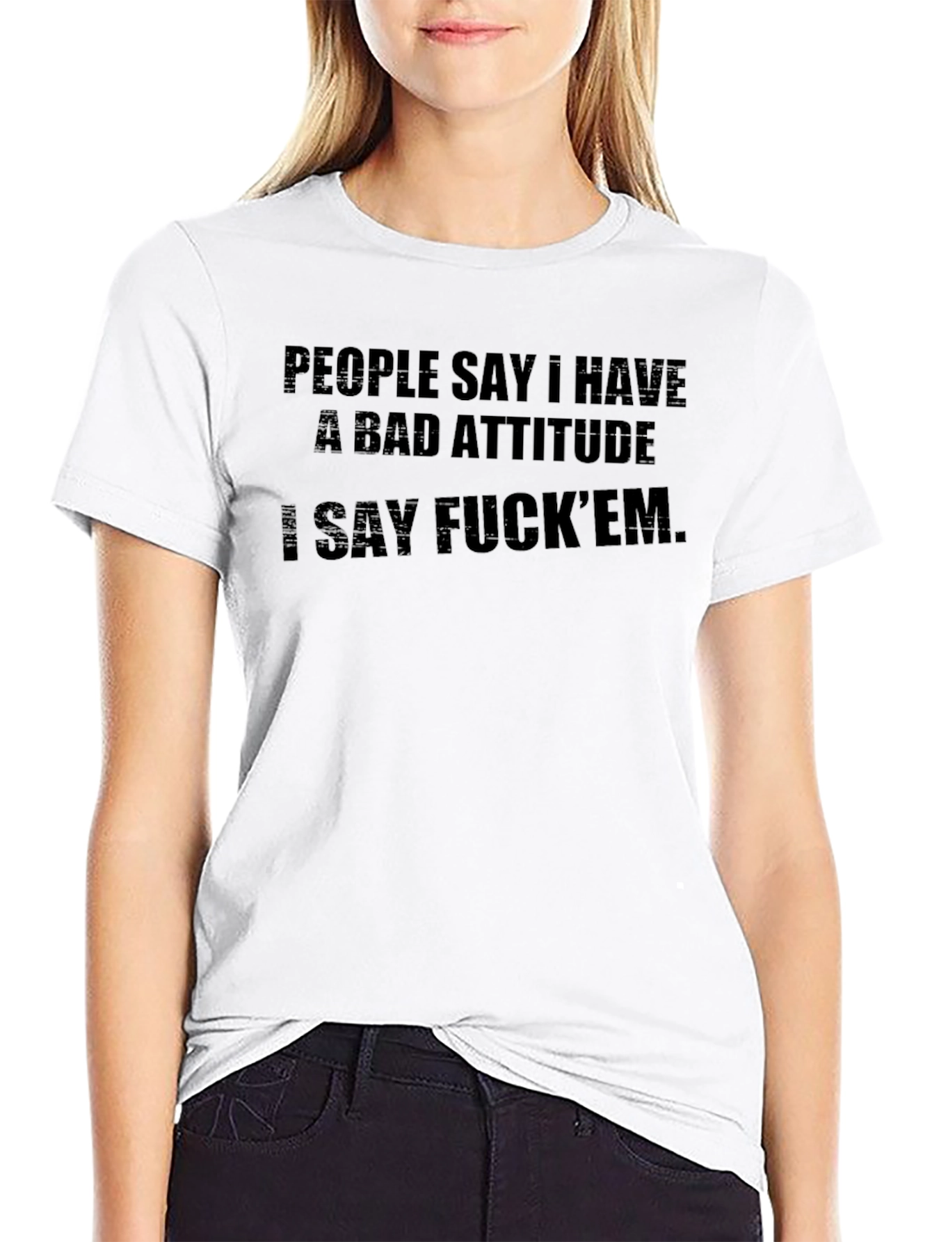 Attitude Graphic Tee - Black Crew Neck T-Shirt