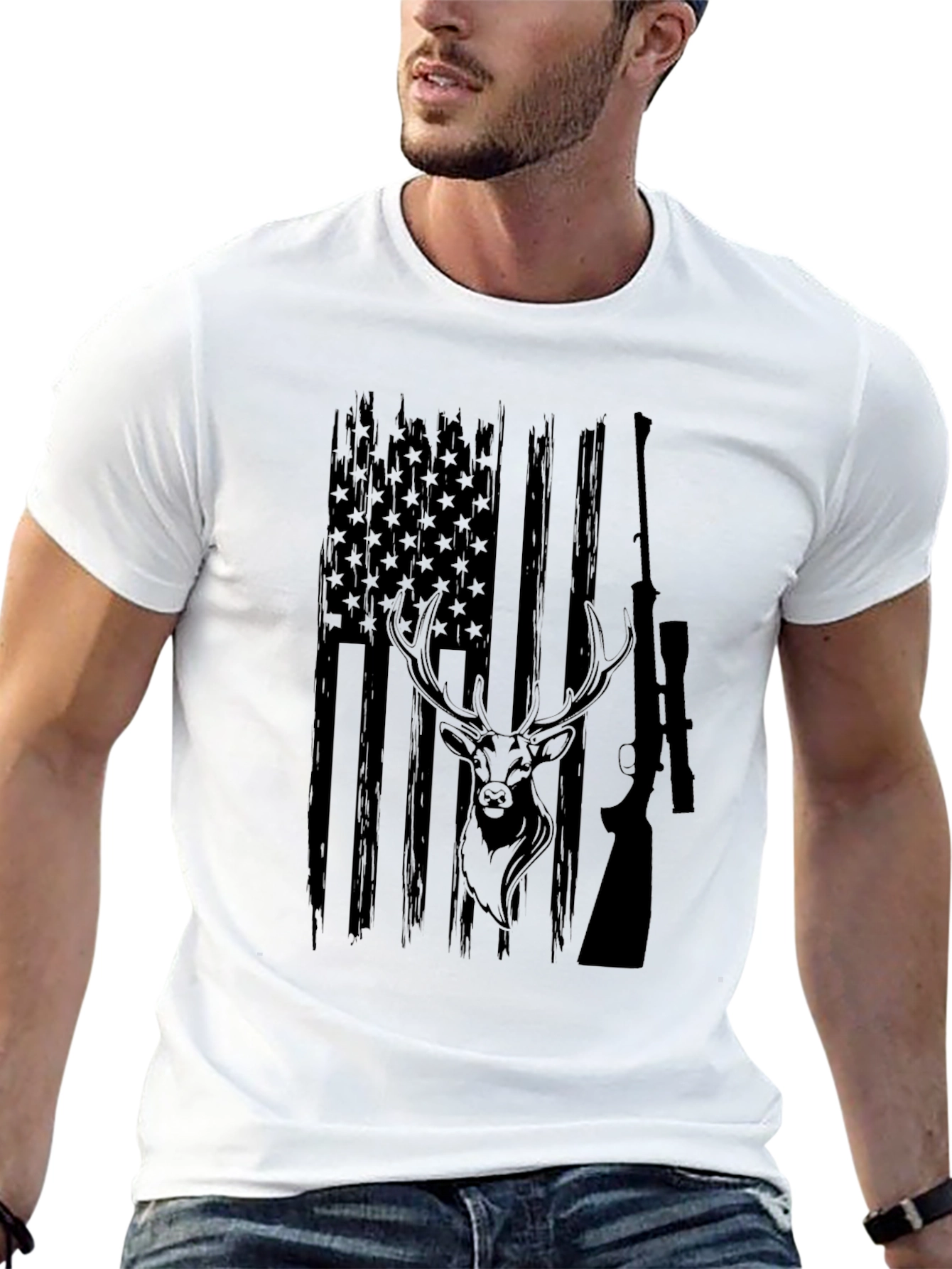 American Flag Deer Hunting T-Shirt