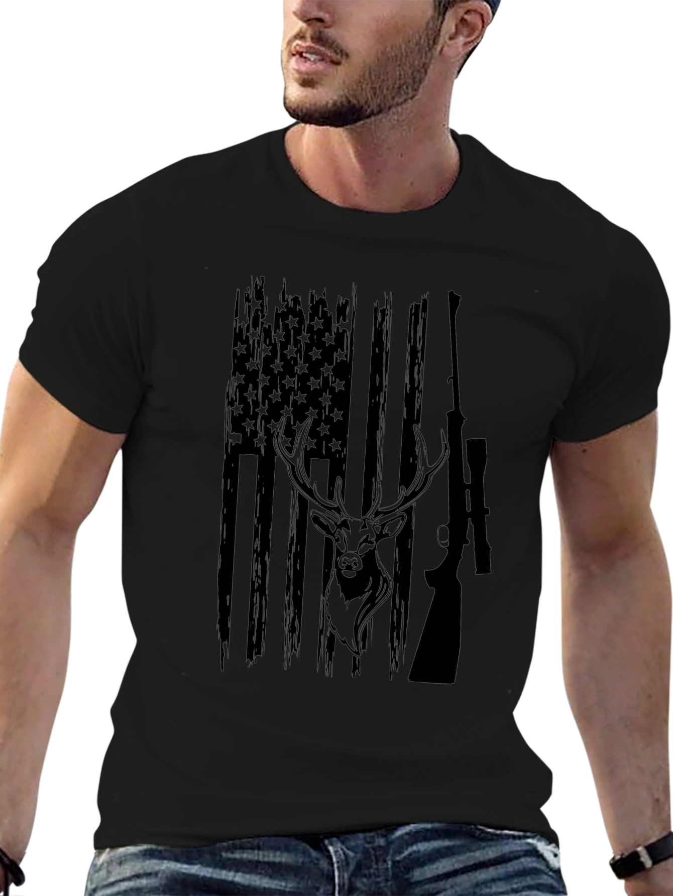 American Flag Deer Hunting T-Shirt
