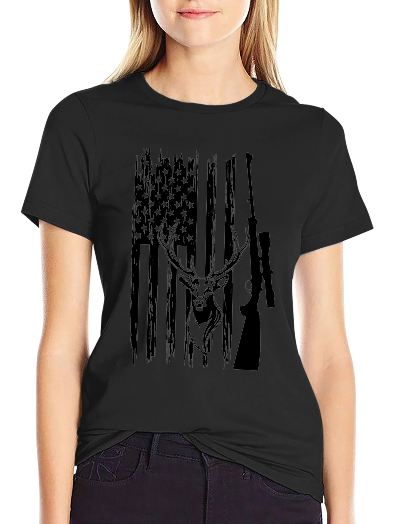 American Flag Deer Hunting T-Shirt