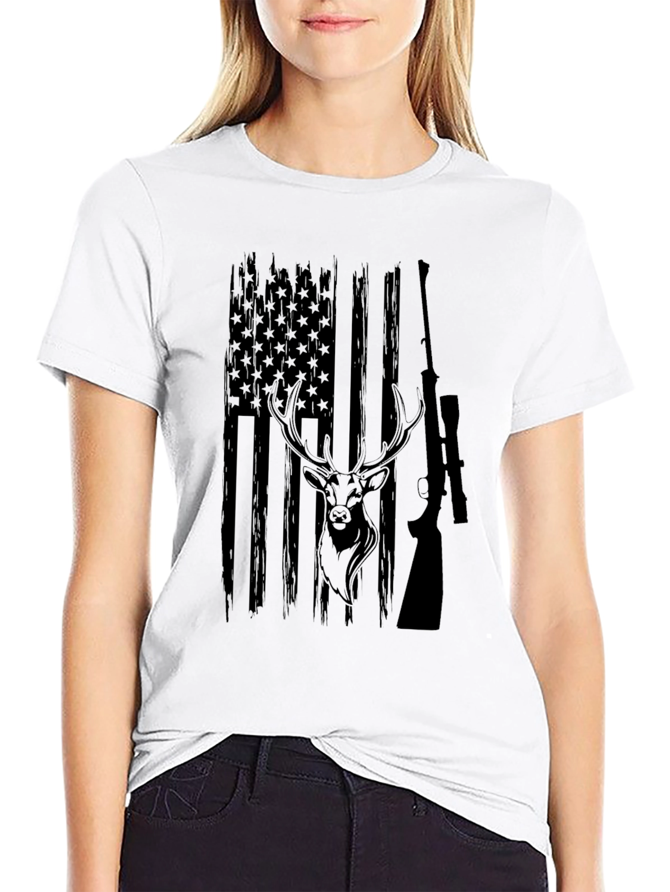 American Flag Deer Hunting T-Shirt