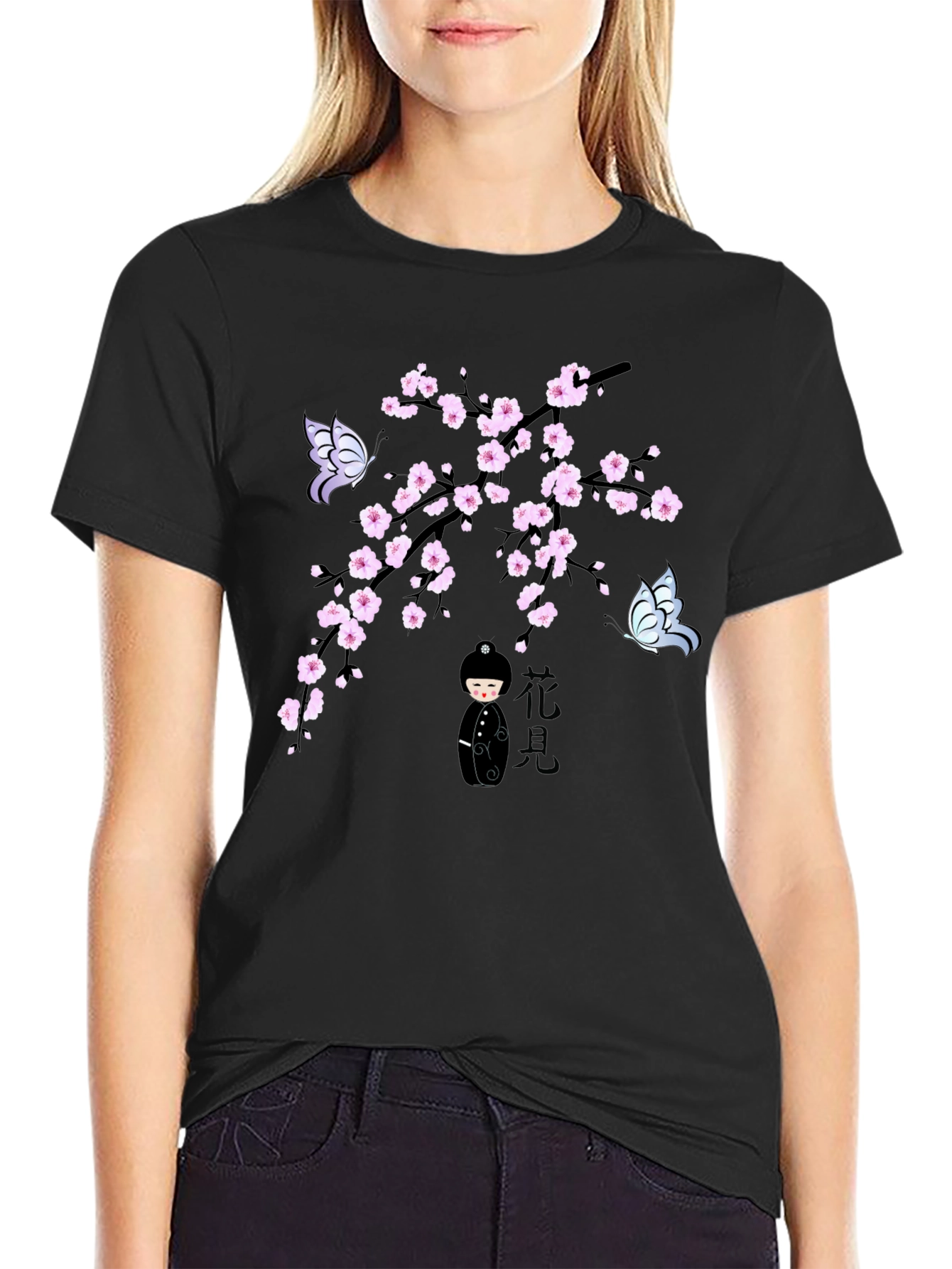 Sakura Blossom Kokeshi Doll T-Shirt
