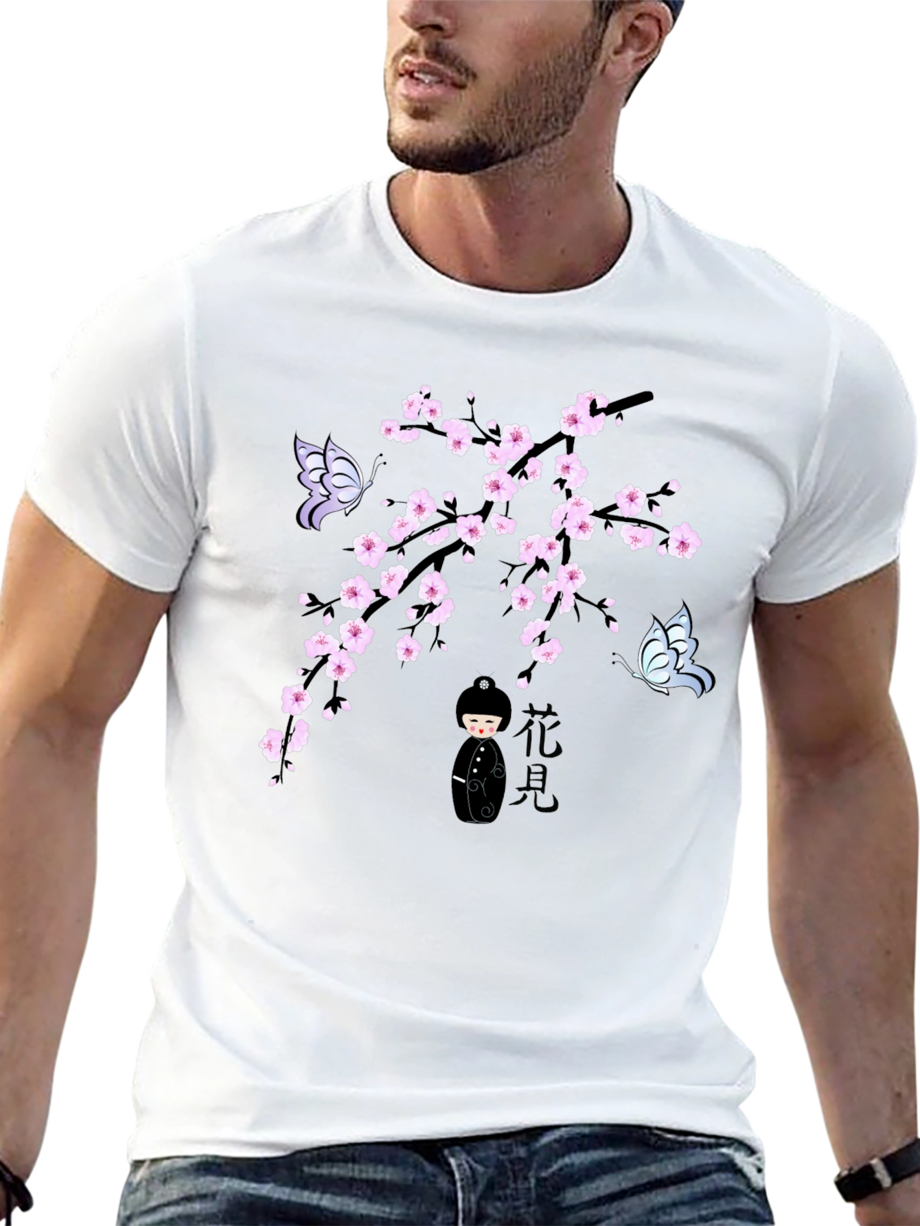 Sakura Blossom Kokeshi Doll T-Shirt