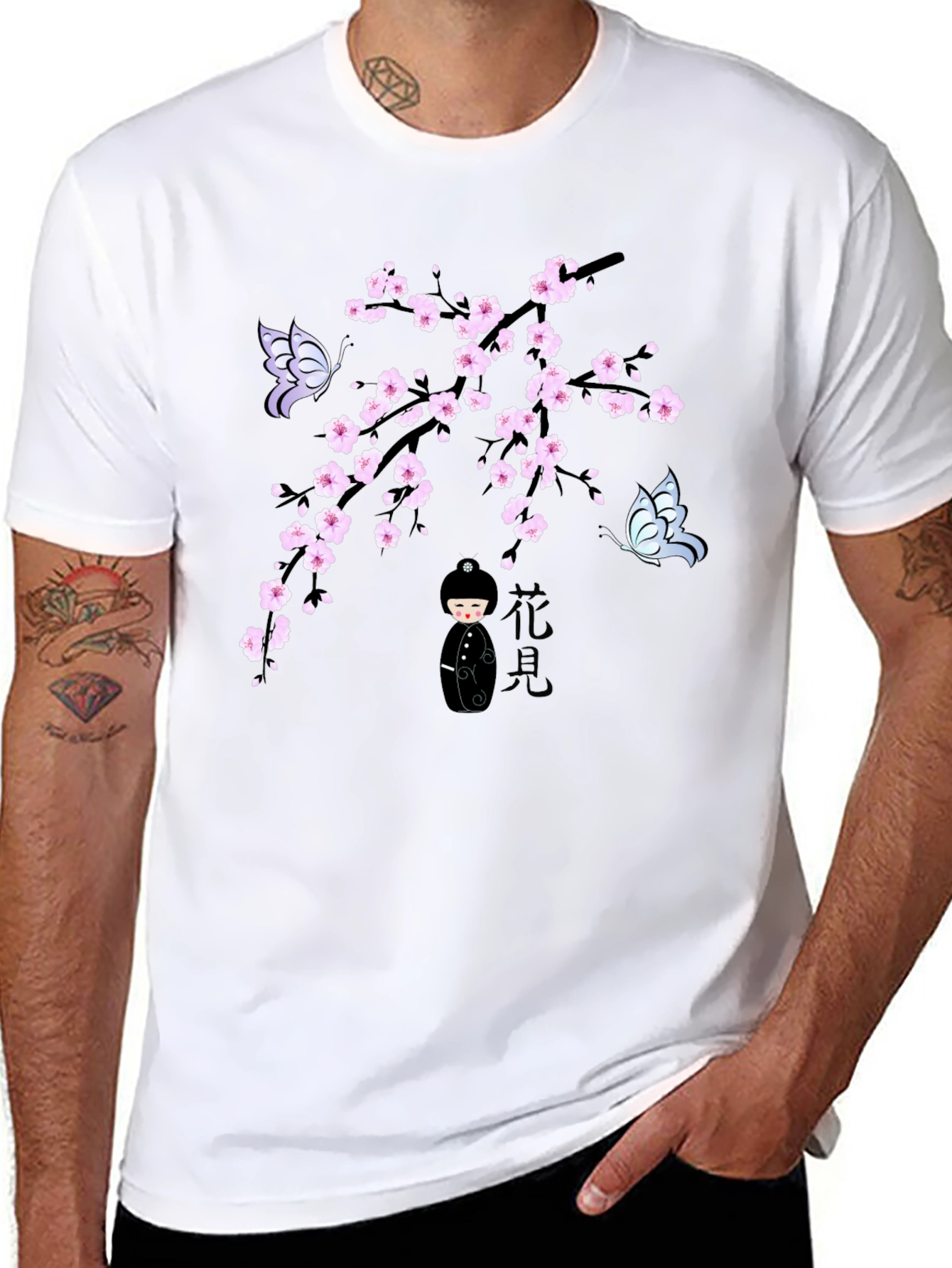 Sakura Blossom Kokeshi Doll T-Shirt