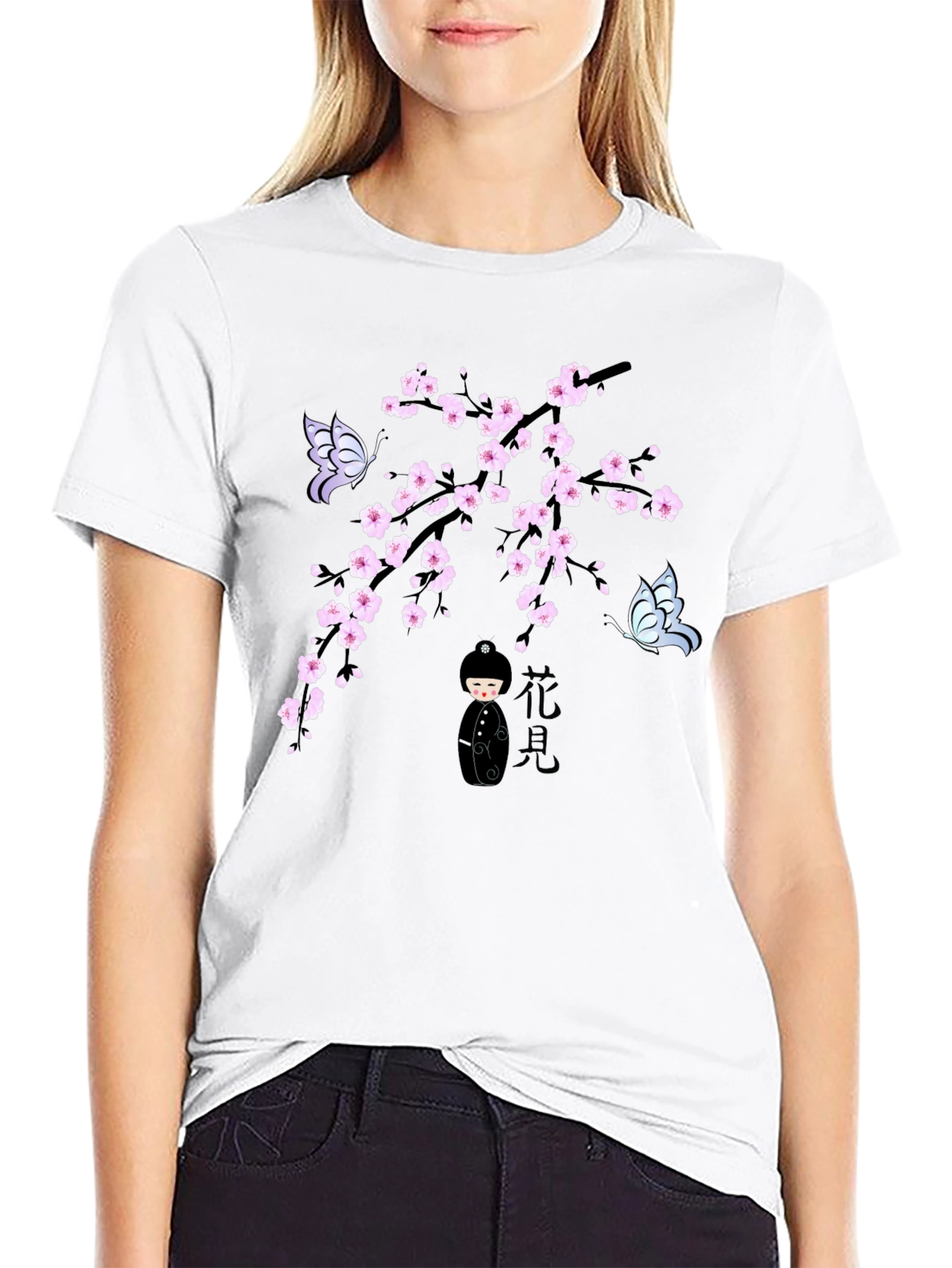 Sakura Blossom Kokeshi Doll T-Shirt