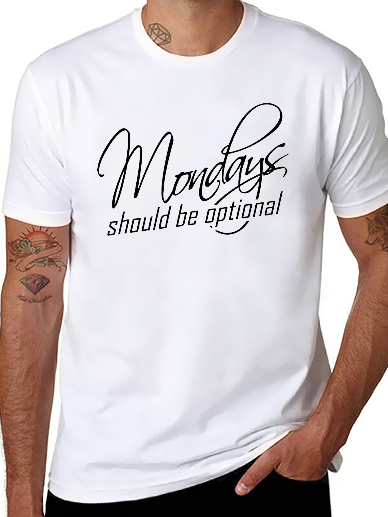 Mondays Optional Black Graphic Tee - Relaxed Fit