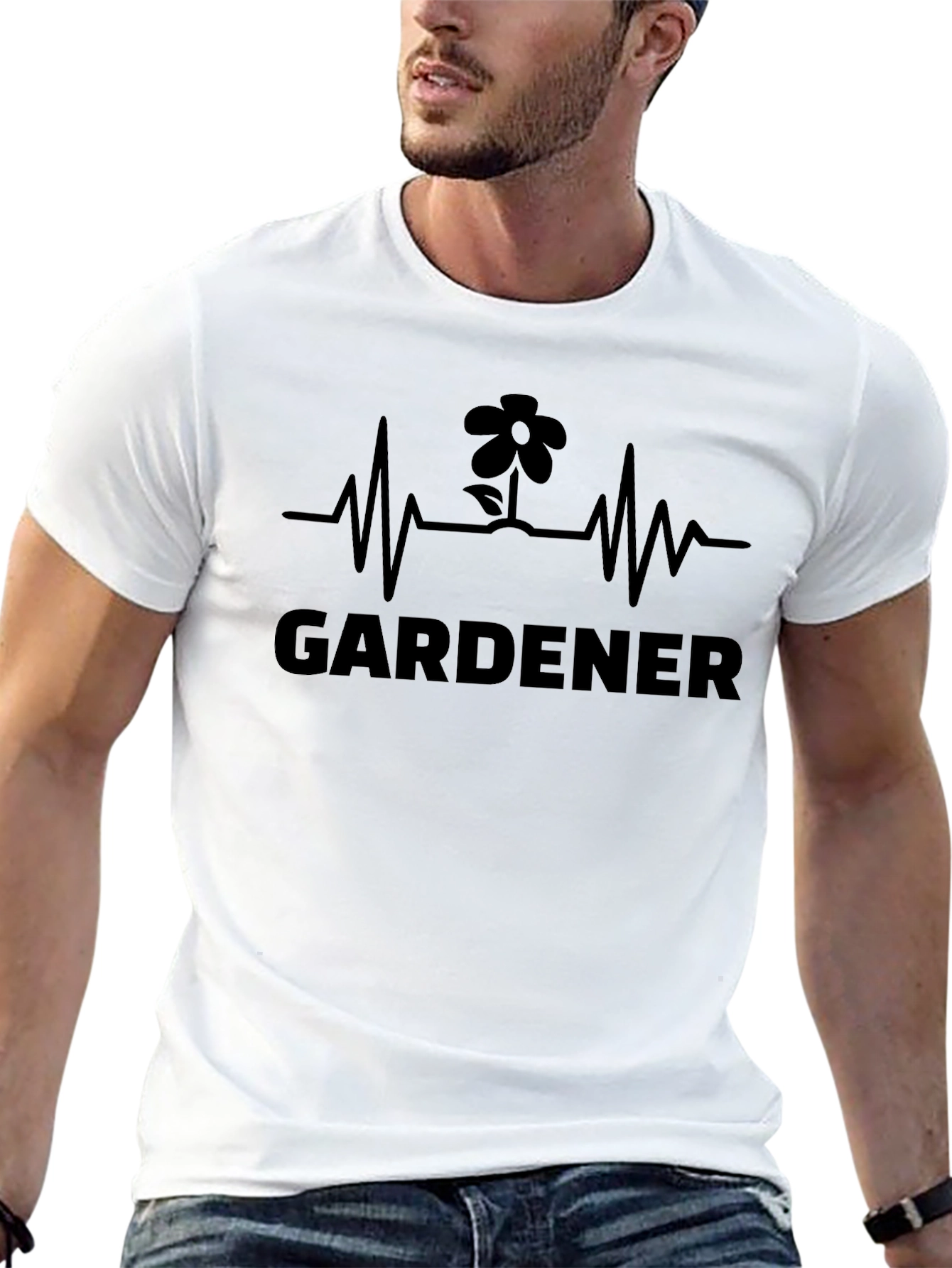 Gardener Heartbeat Black Graphic T-Shirt