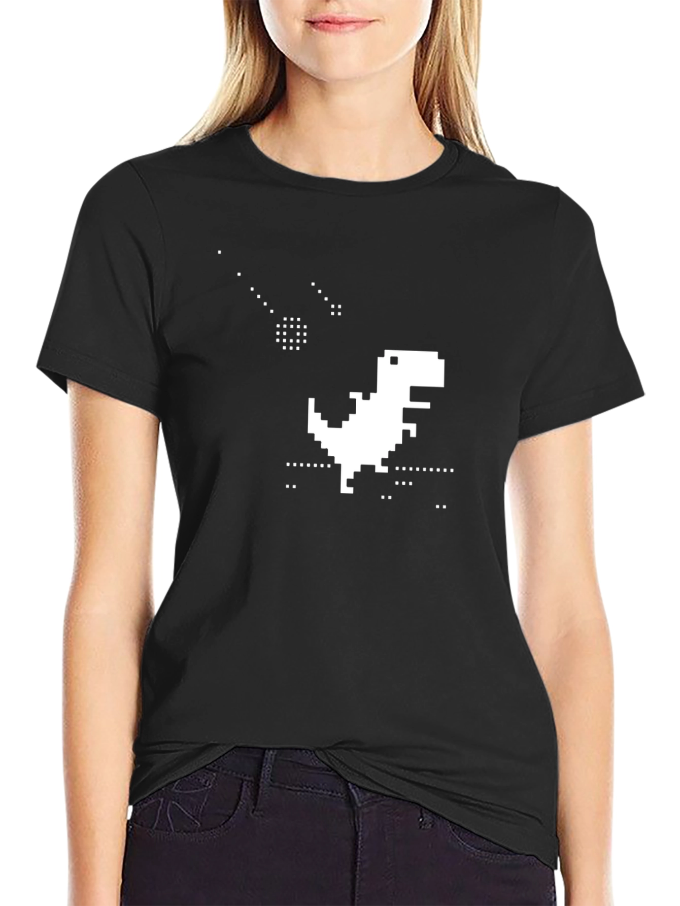Pixel Dinosaur Black T-Shirt