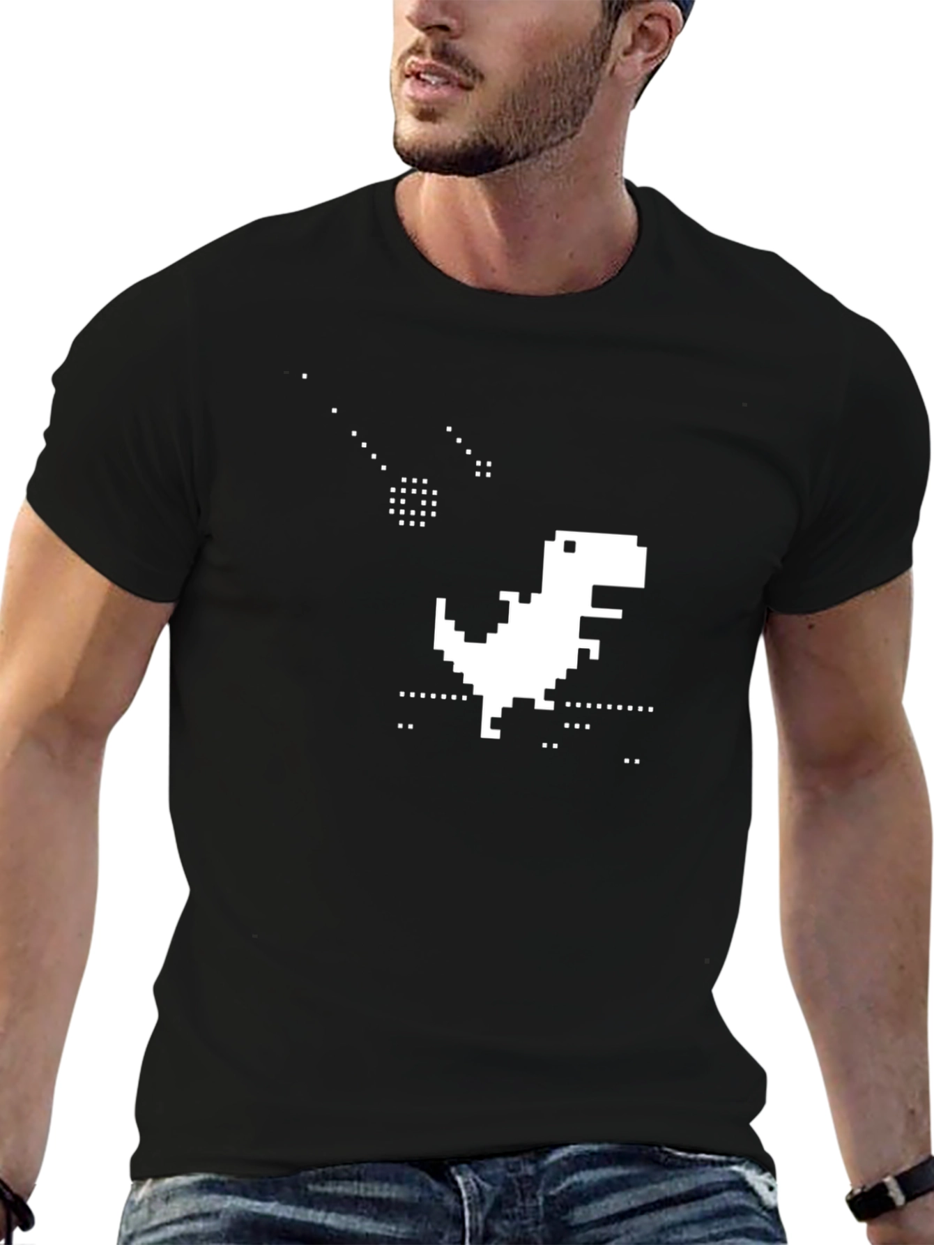 Pixel Dinosaur Black T-Shirt