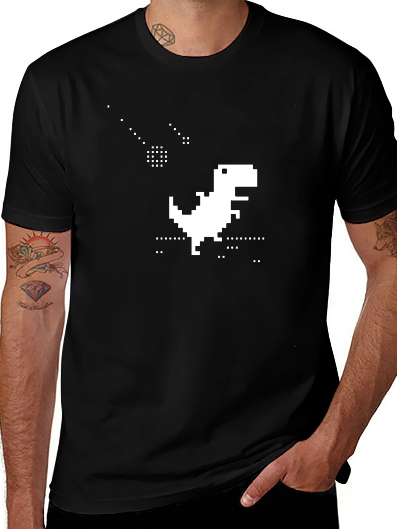 Pixel Dinosaur Black T-Shirt