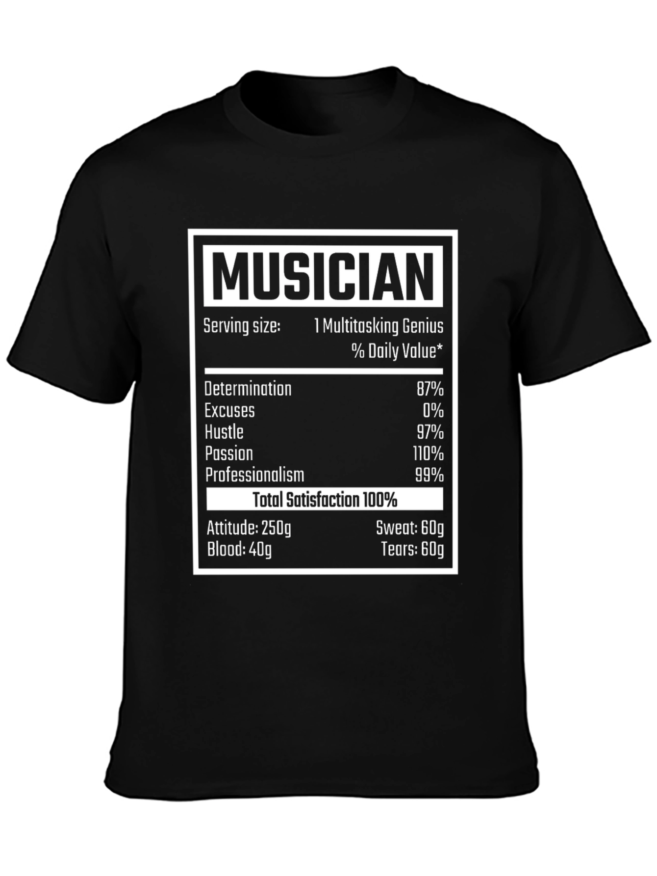 Musician Nutritional Facts T-Shirt